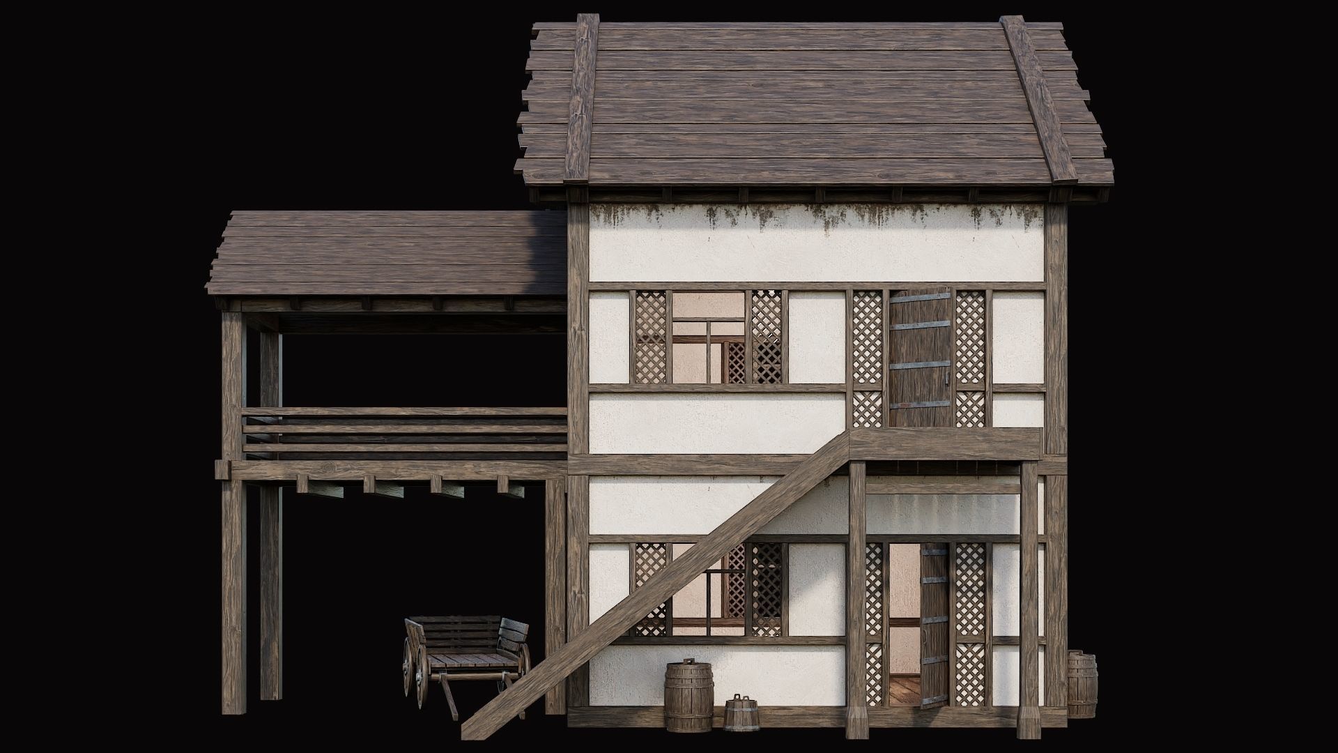 Medieval Village Pack 1 - 4 Assets - 4K Textures Game Ready Low-poly 3D model_6