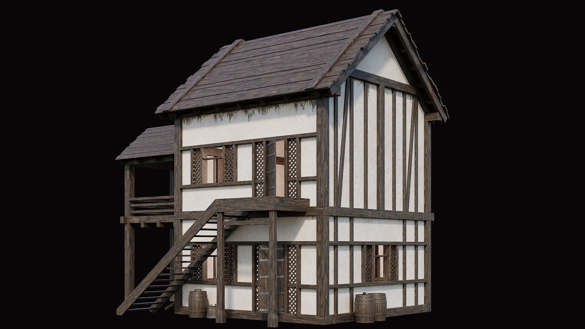 Medieval Village Pack 1 - 4 Assets - 4K Textures Game Ready Low-poly 3D model_5