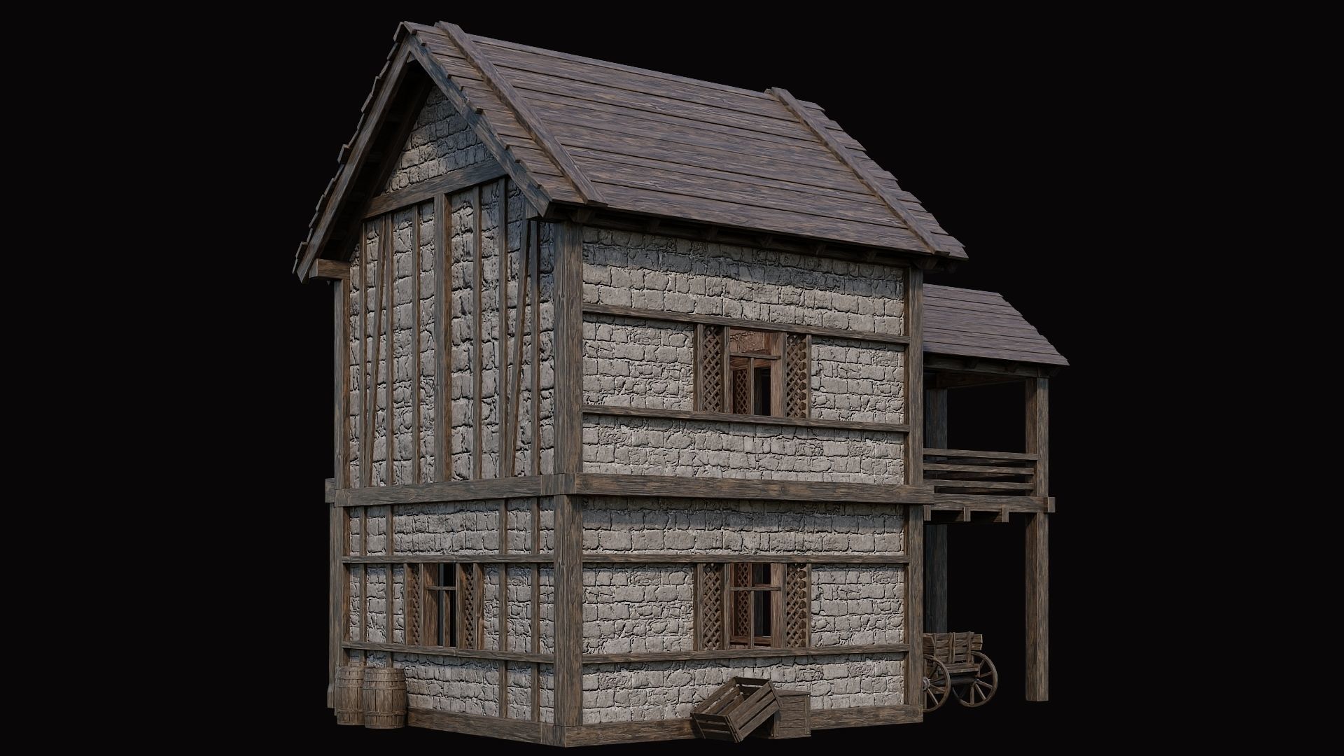 Medieval Village Pack 1 - 4 Assets - 4K Textures Game Ready Low-poly 3D model_15