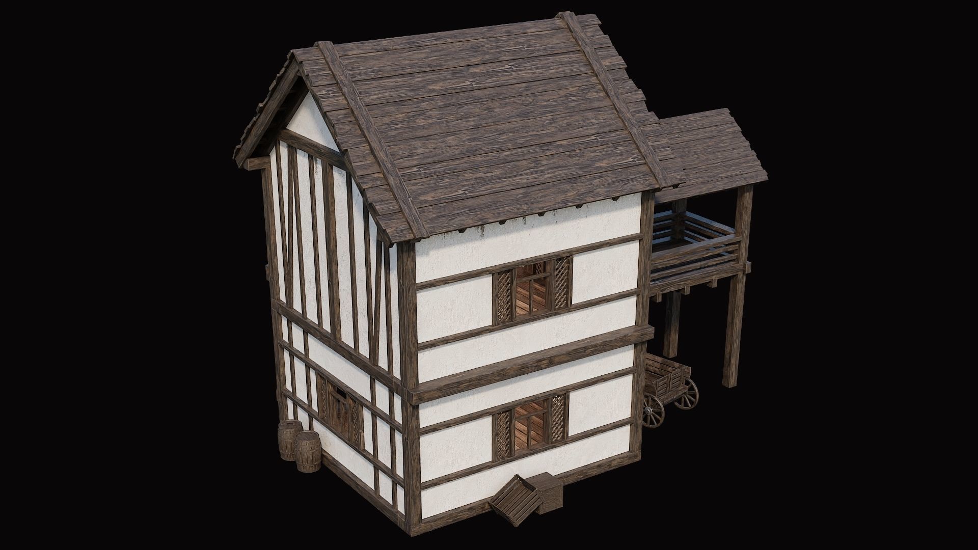 Medieval Village Pack 1 - 4 Assets - 4K Textures Game Ready Low-poly 3D model_8