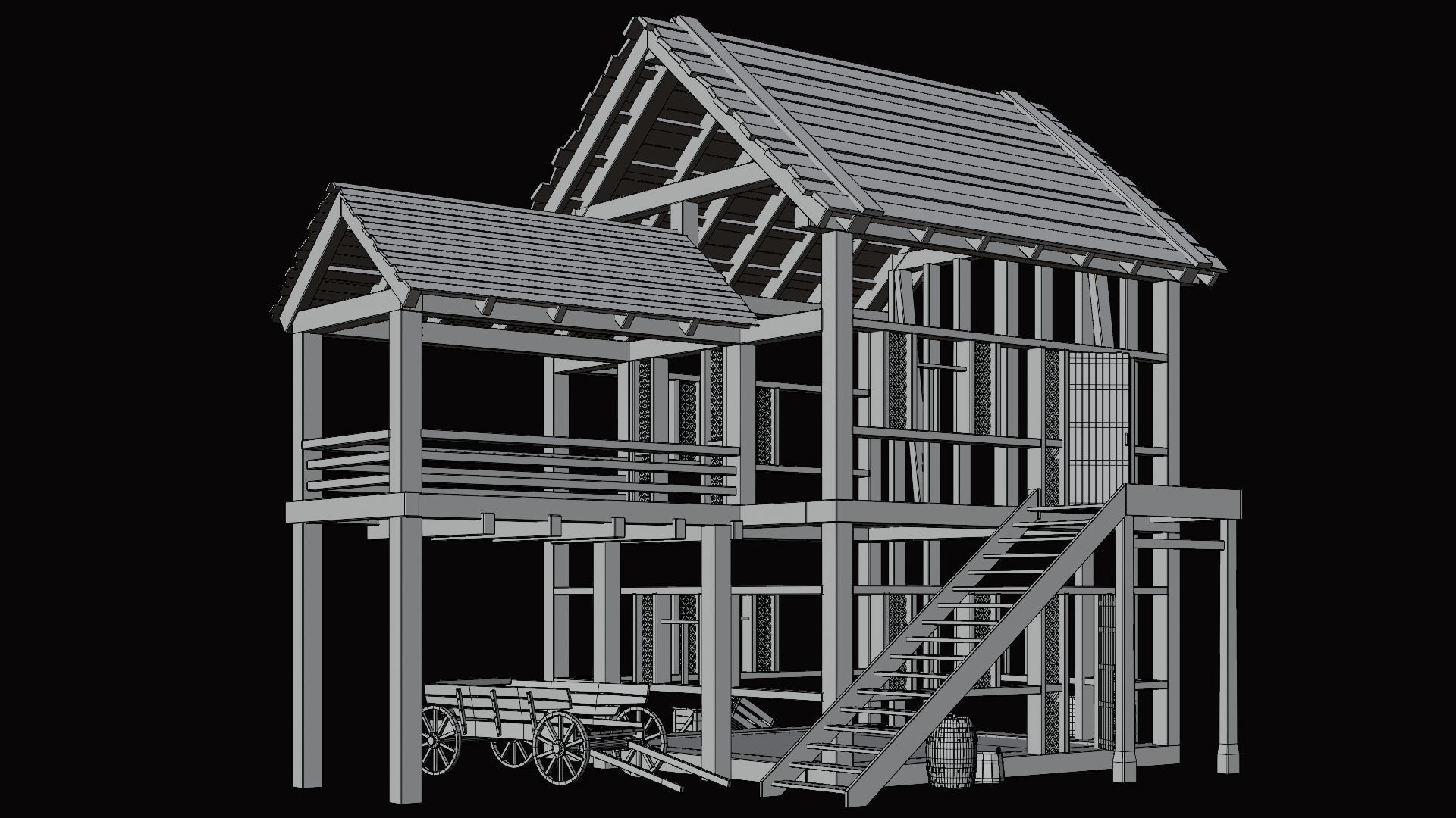 Medieval Village Pack 1 - 4 Assets - 4K Textures Game Ready Low-poly 3D model_22