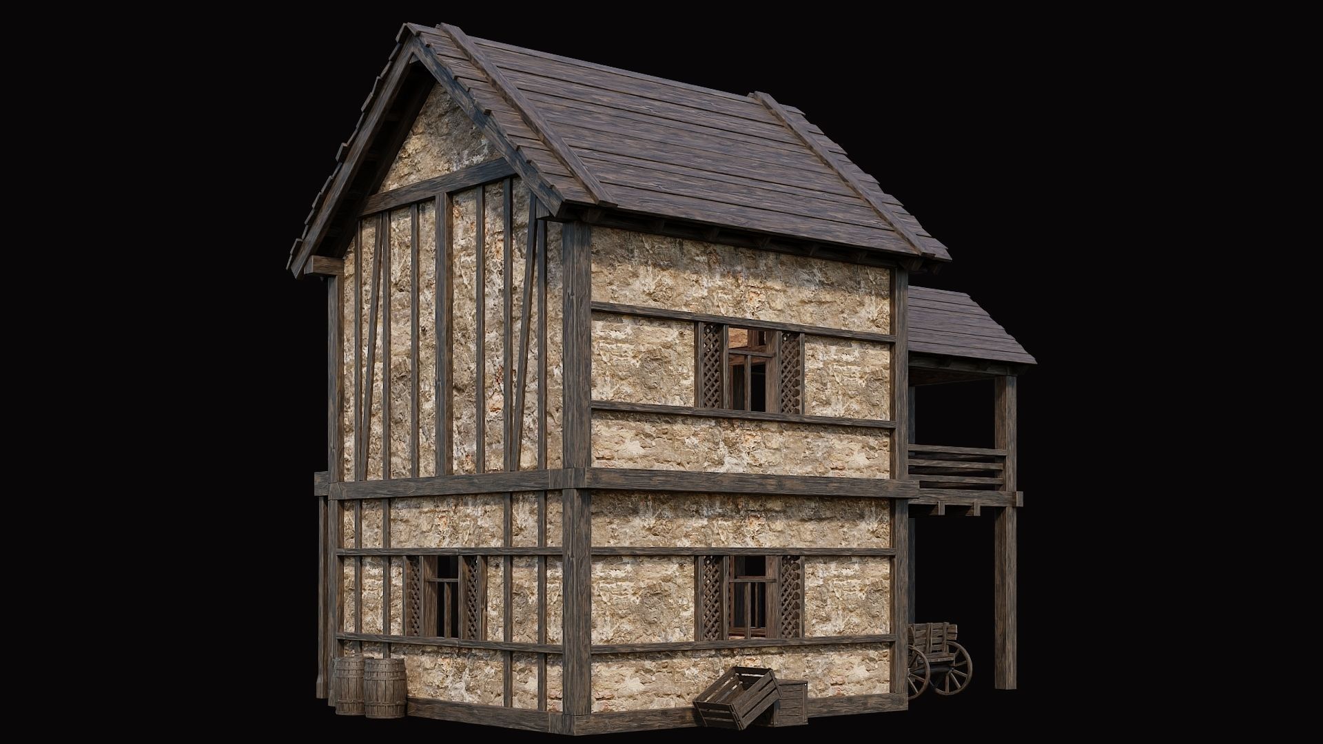Medieval Village Pack 1 - 4 Assets - 4K Textures Game Ready Low-poly 3D model_11