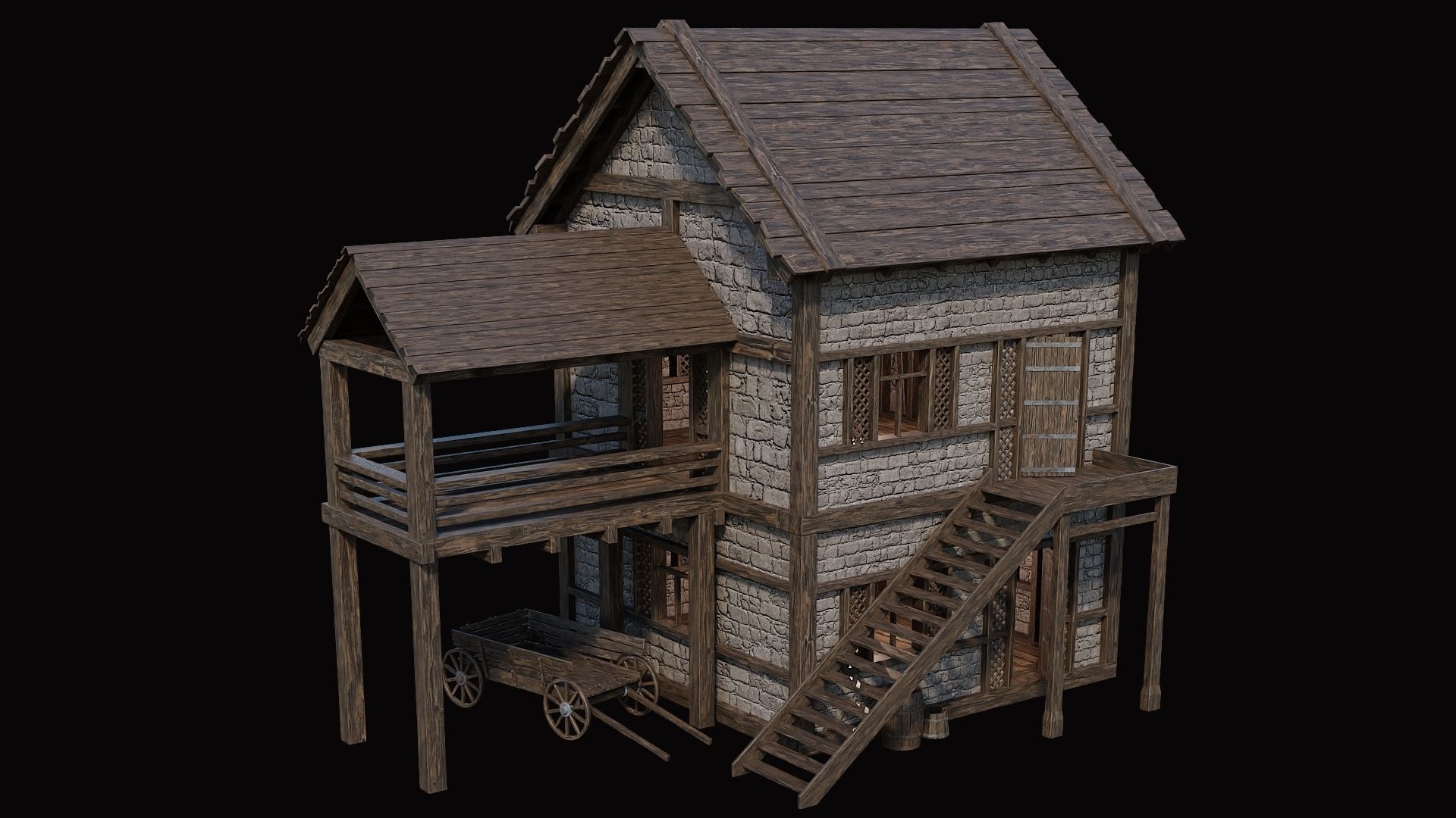 Medieval Village Pack 1 - 4 Assets - 4K Textures Game Ready Low-poly 3D model_16