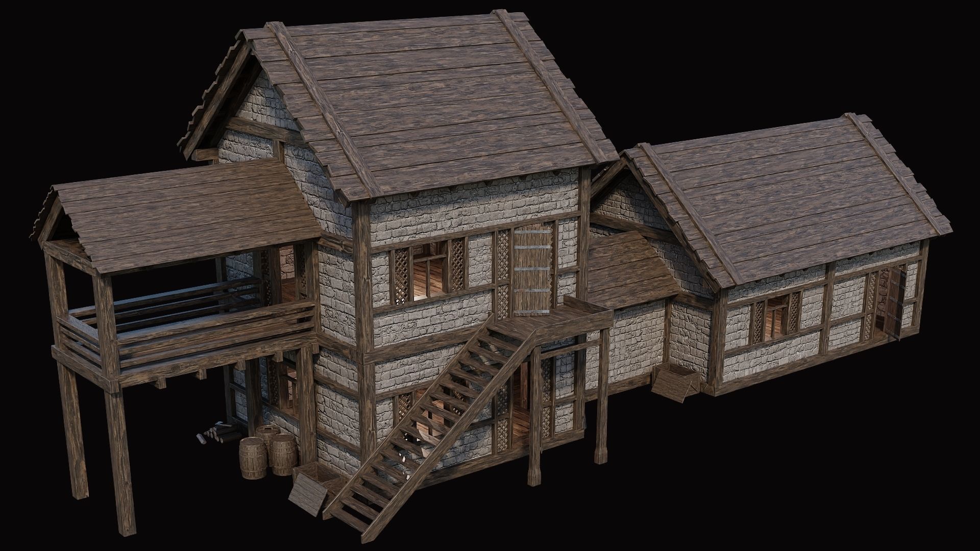 Medieval Village Pack 2 - 4 Assets - 4K Textures Game Ready Low-poly 3D model_16