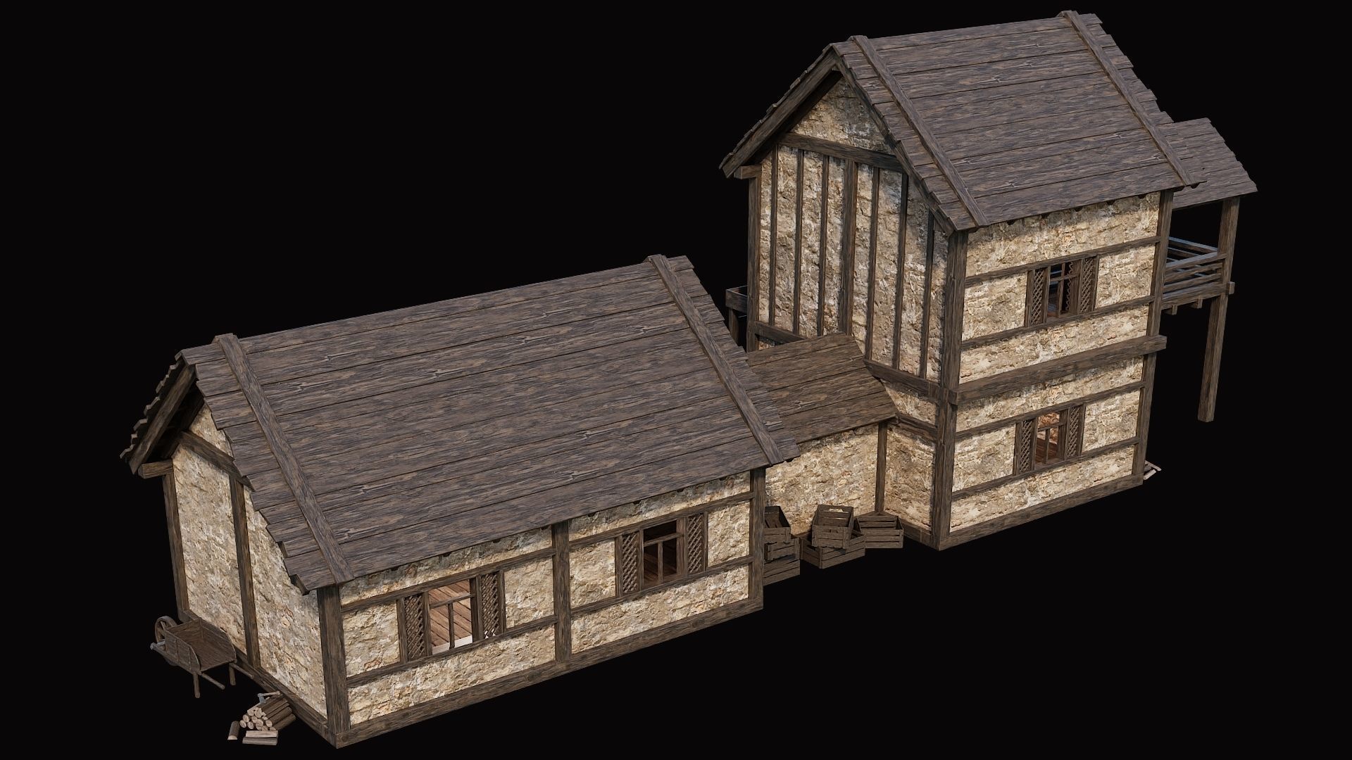 Medieval Village Pack 2 - 4 Assets - 4K Textures Game Ready Low-poly 3D model_13