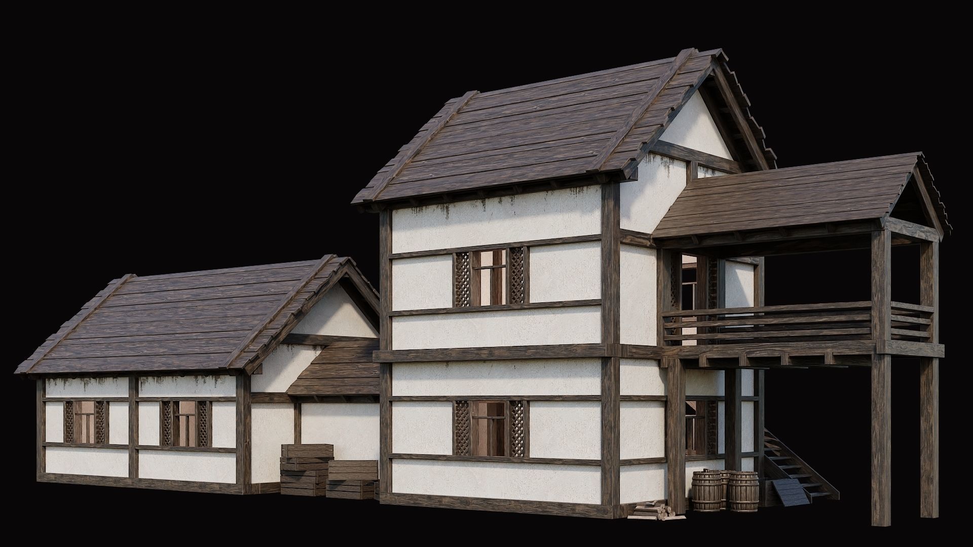 Medieval Village Pack 2 - 4 Assets - 4K Textures Game Ready Low-poly 3D model_3