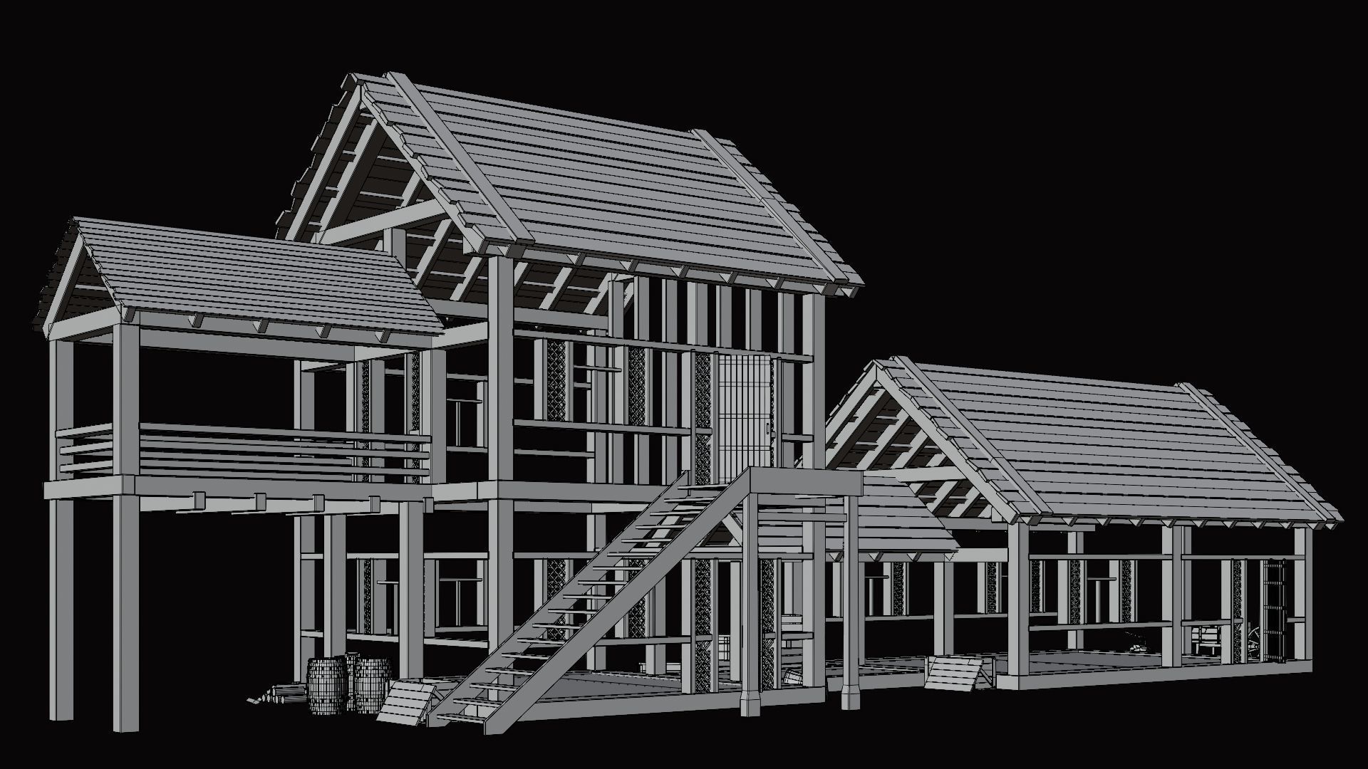 Medieval Village Pack 2 - 4 Assets - 4K Textures Game Ready Low-poly 3D model_22