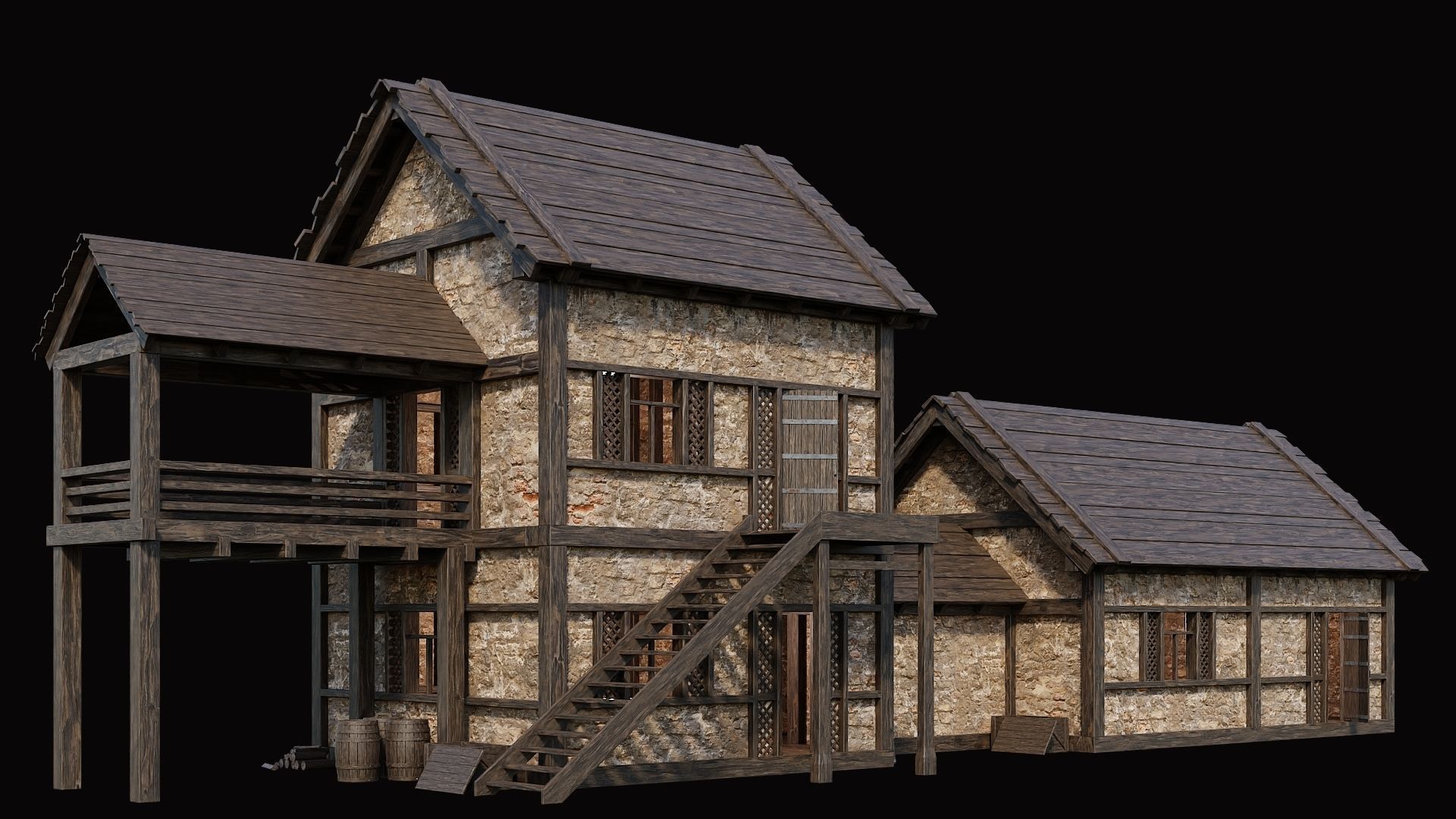 Medieval Village Pack 2 - 4 Assets - 4K Textures Game Ready Low-poly 3D model_10