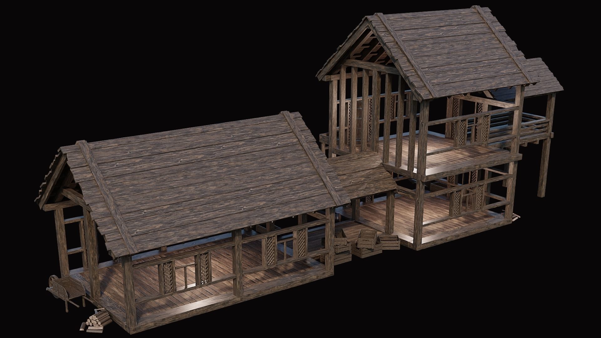 Medieval Village Pack 2 - 4 Assets - 4K Textures Game Ready Low-poly 3D model_21