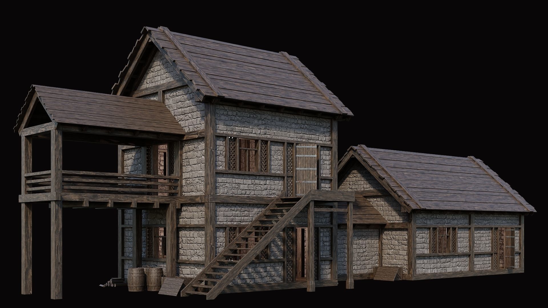 Medieval Village Pack 2 - 4 Assets - 4K Textures Game Ready Low-poly 3D model_14