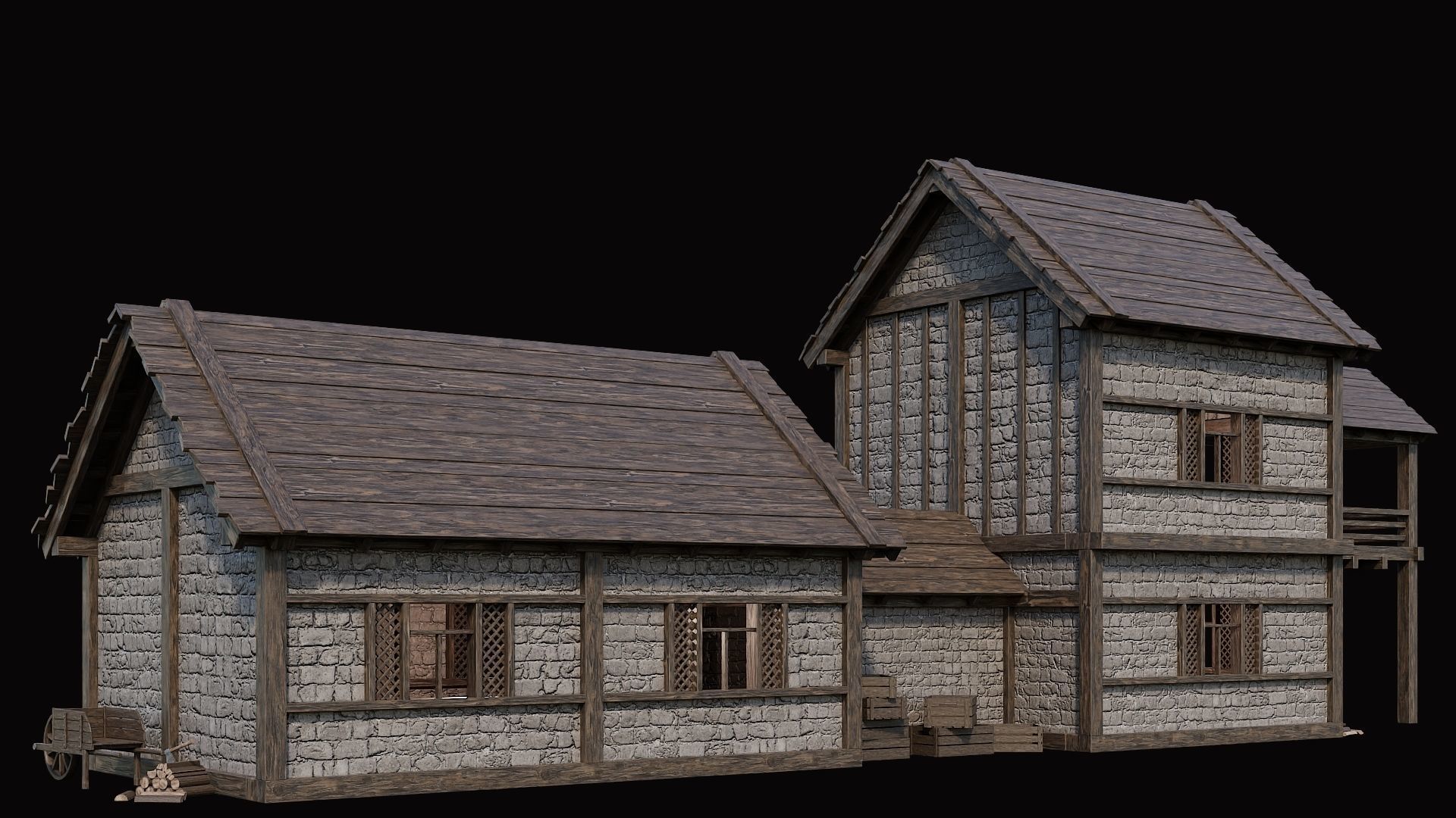 Medieval Village Pack 2 - 4 Assets - 4K Textures Game Ready Low-poly 3D model_15