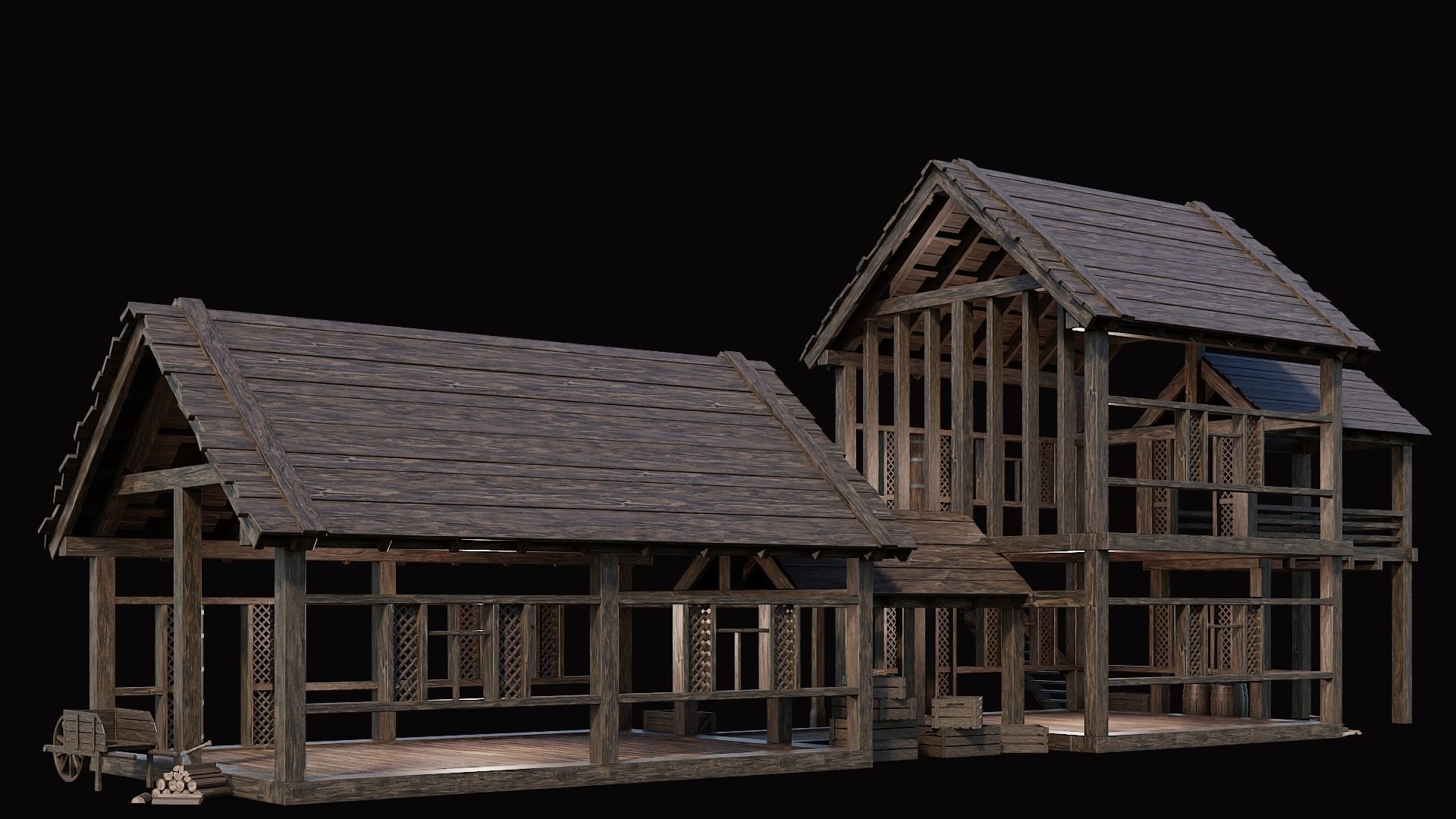 Medieval Village Pack 2 - 4 Assets - 4K Textures Game Ready Low-poly 3D model_19