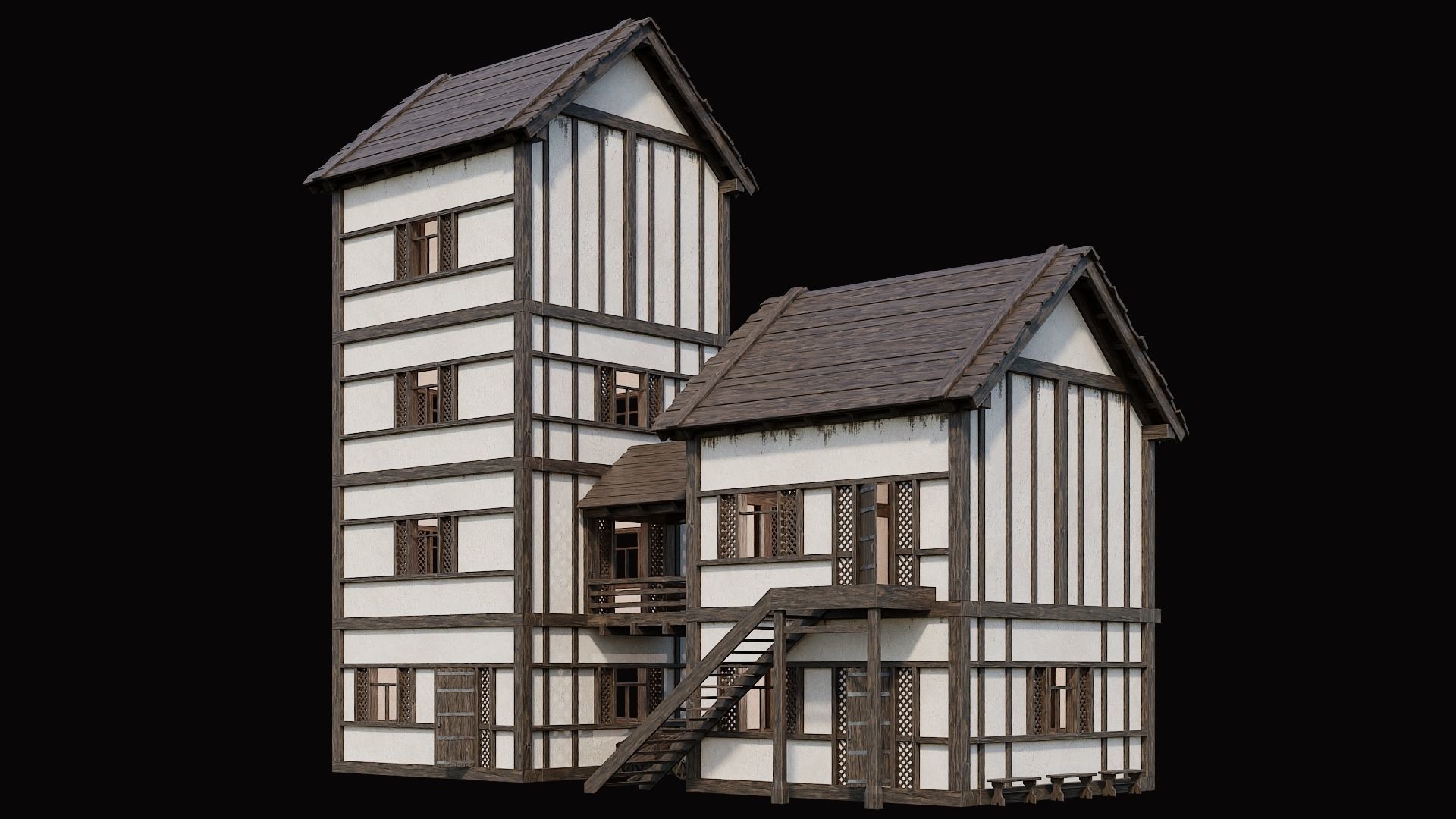 Medieval Village Pack 3 - 4 Assets - 4K Textures Game Ready Low-poly 3D model_5