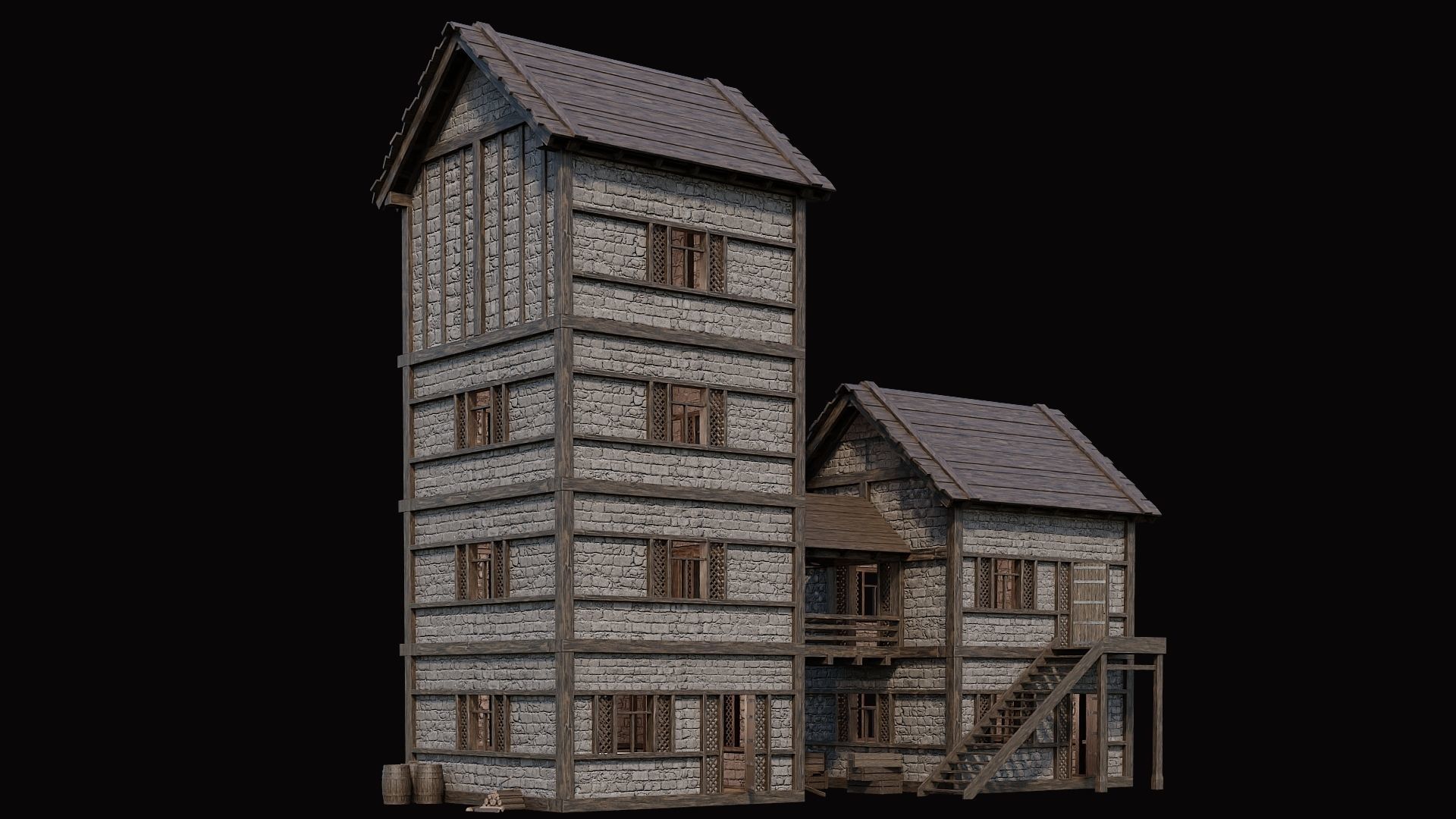 Medieval Village Pack 3 - 4 Assets - 4K Textures Game Ready Low-poly 3D model_14