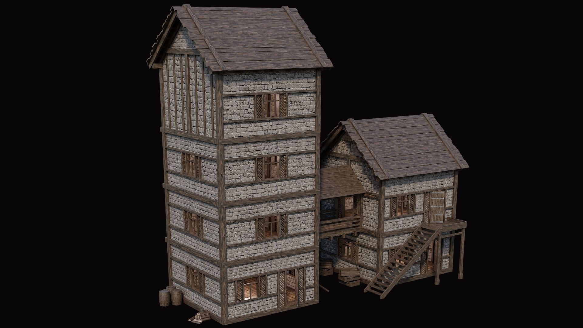 Medieval Village Pack 3 - 4 Assets - 4K Textures Game Ready Low-poly 3D model_16