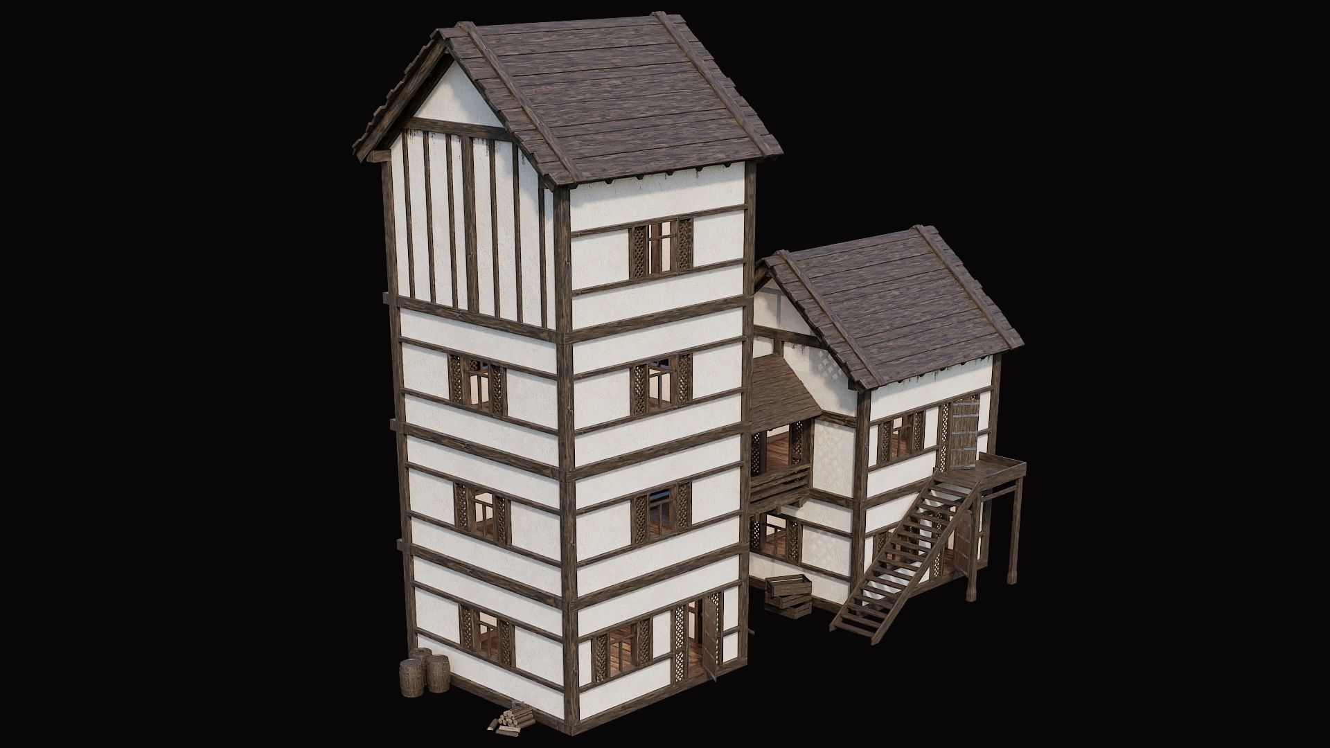 Medieval Village Pack 3 - 4 Assets - 4K Textures Game Ready Low-poly 3D model_7