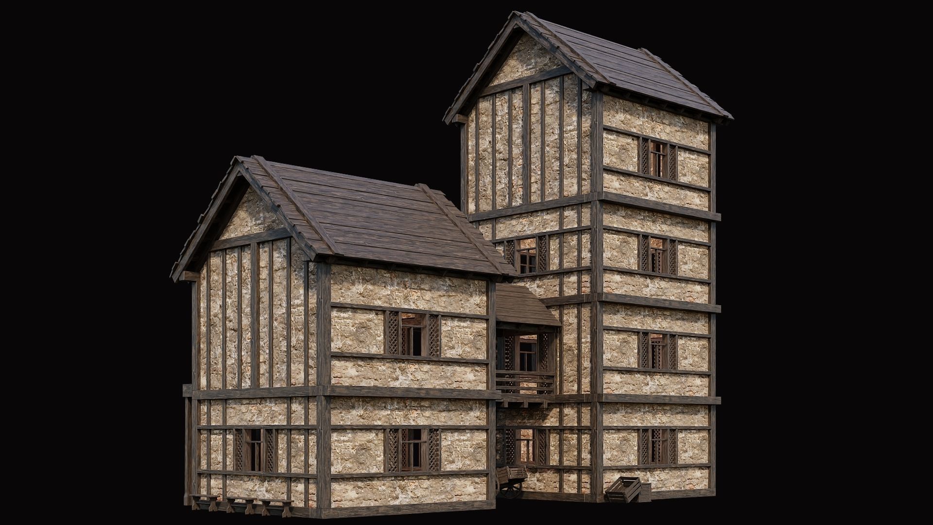 Medieval Village Pack 3 - 4 Assets - 4K Textures Game Ready Low-poly 3D model_11