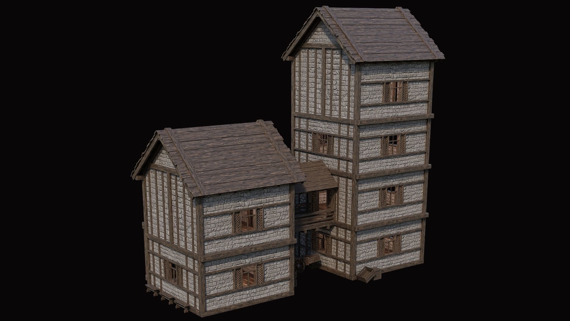 Medieval Village Pack 3 - 4 Assets - 4K Textures Game Ready Low-poly 3D model_17