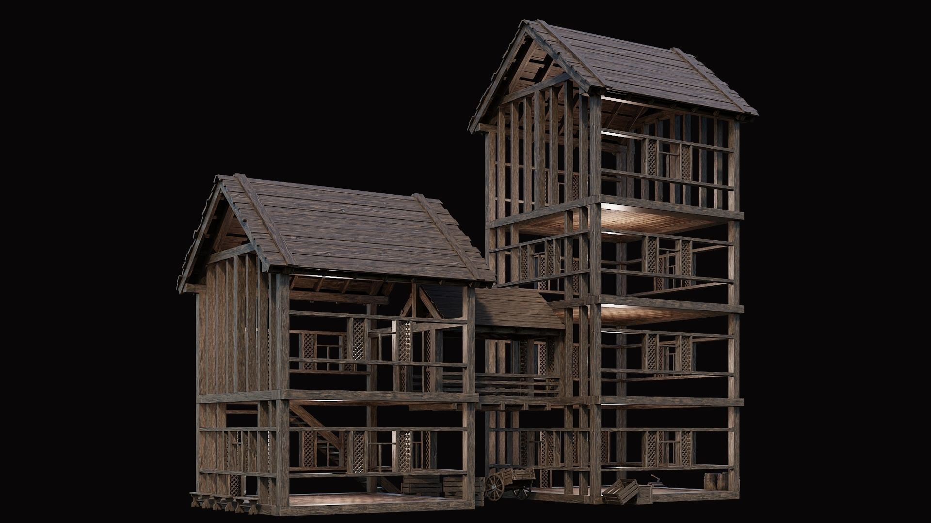 Medieval Village Pack 3 - 4 Assets - 4K Textures Game Ready Low-poly 3D model_19