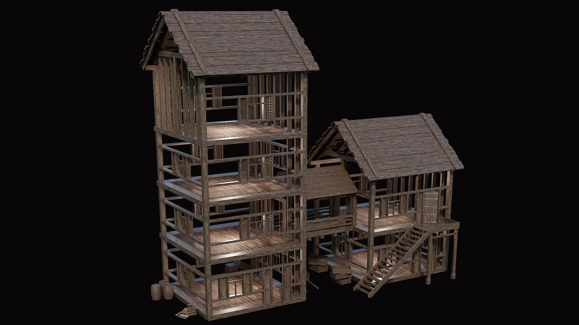 Medieval Village Pack 3 - 4 Assets - 4K Textures Game Ready Low-poly 3D model_20