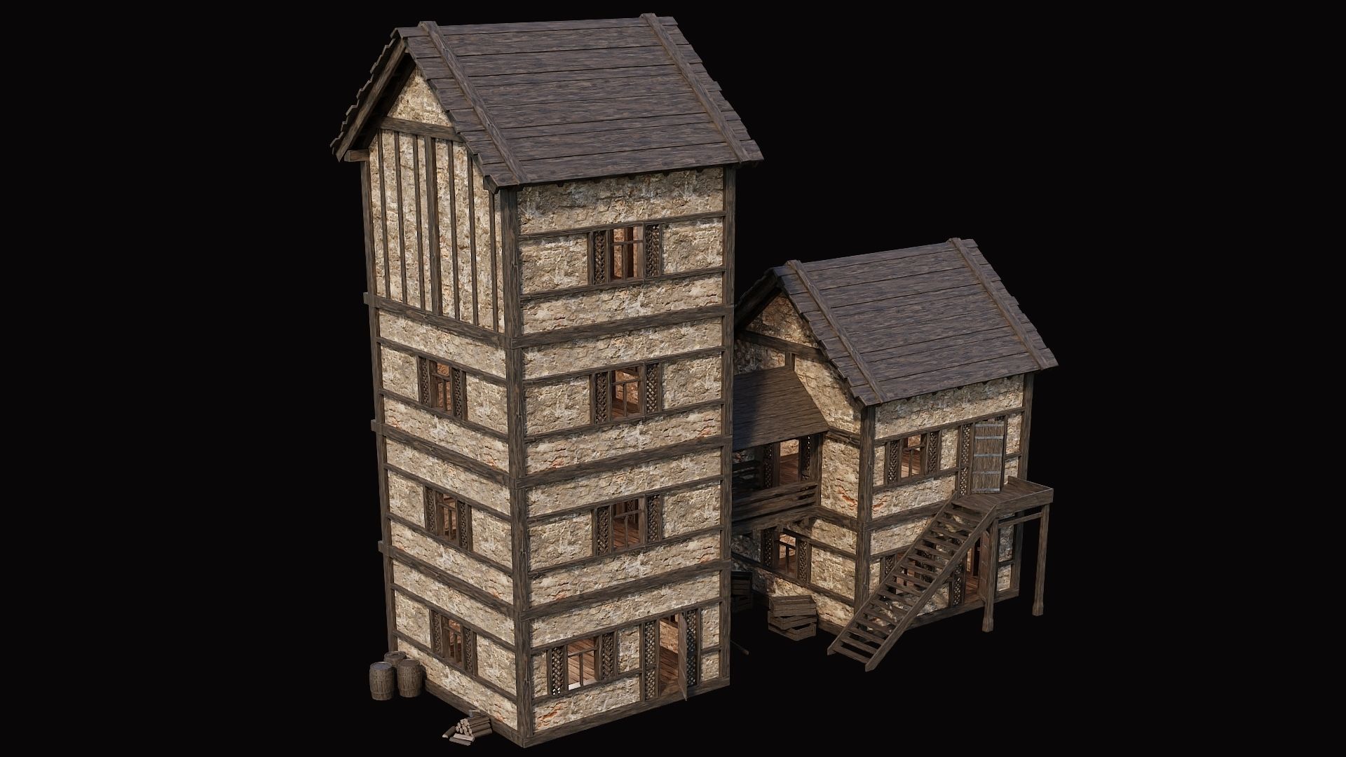 Medieval Village Pack 3 - 4 Assets - 4K Textures Game Ready Low-poly 3D model_12