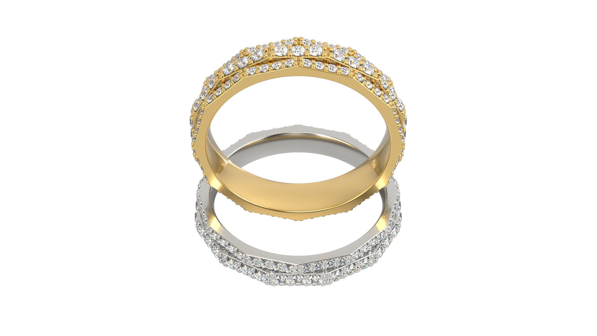 Ring N 10 Size 7 Gems and Solid Two versions 3D print model_6