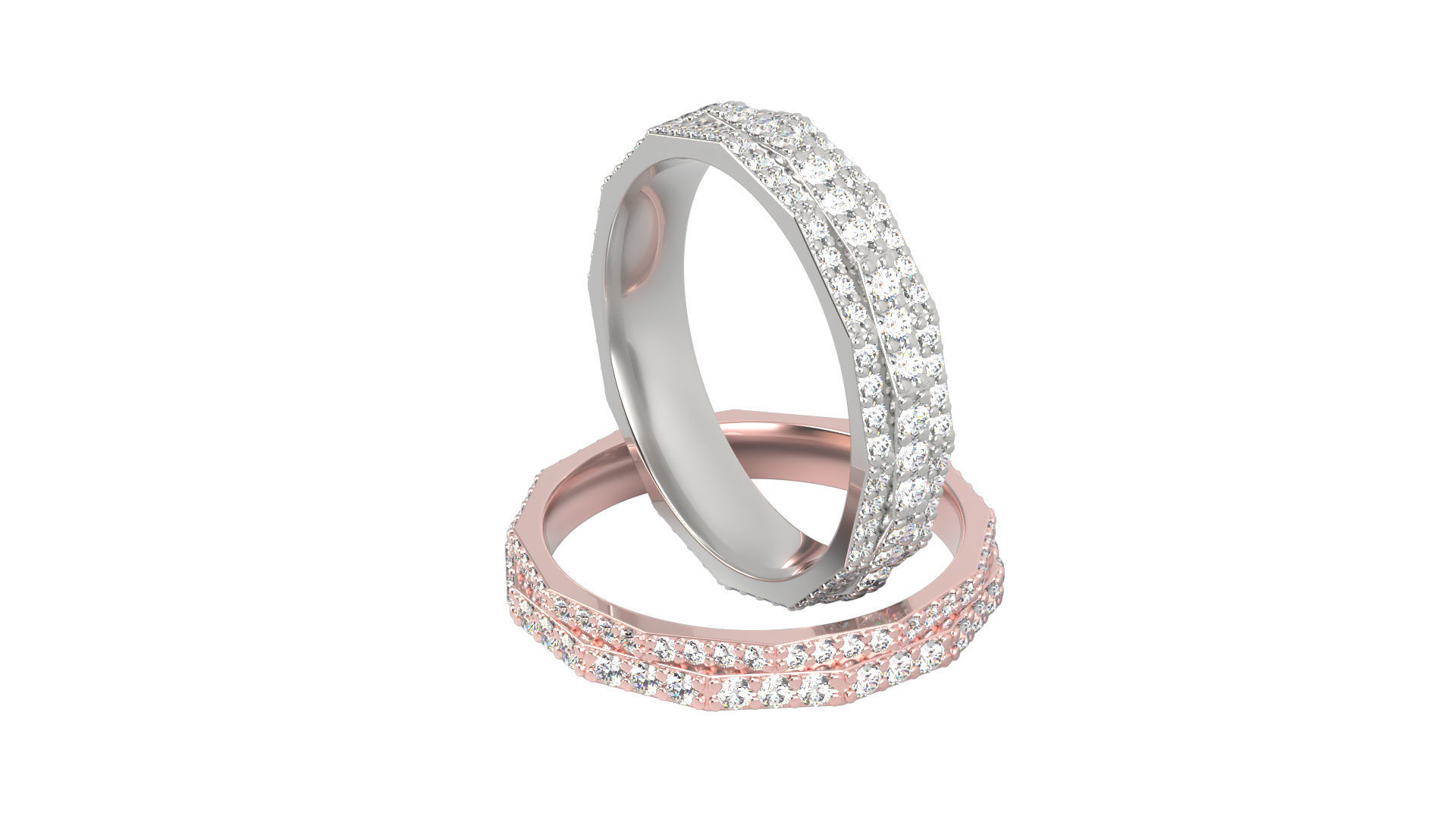 Ring N 10 Size 7 Gems and Solid Two versions 3D print model_16