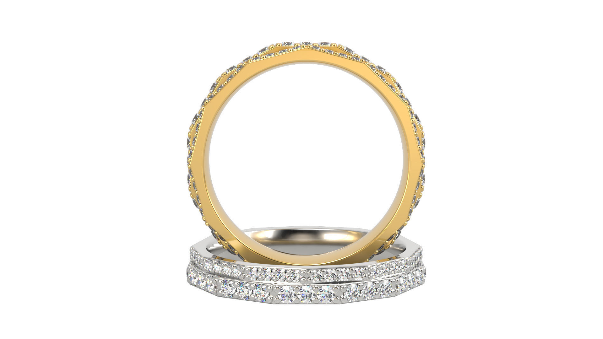 Ring N 10 Size 7 Gems and Solid Two versions 3D print model_10