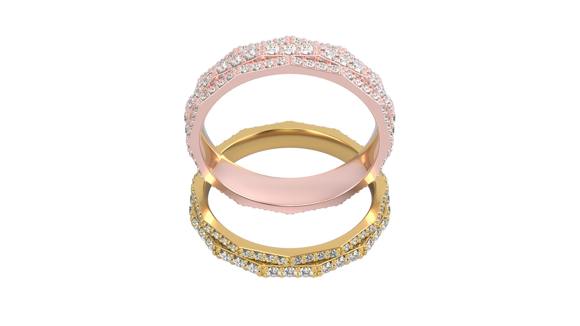 Ring N 10 Size 7 Gems and Solid Two versions 3D print model_8