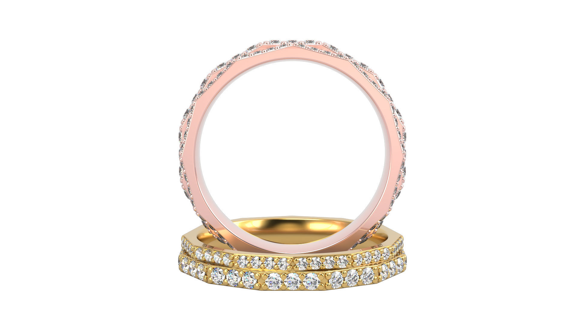 Ring N 10 Size 7 Gems and Solid Two versions 3D print model_11