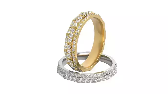 Ring N 10 Size 7 Gems and Solid Two versions 3D print model