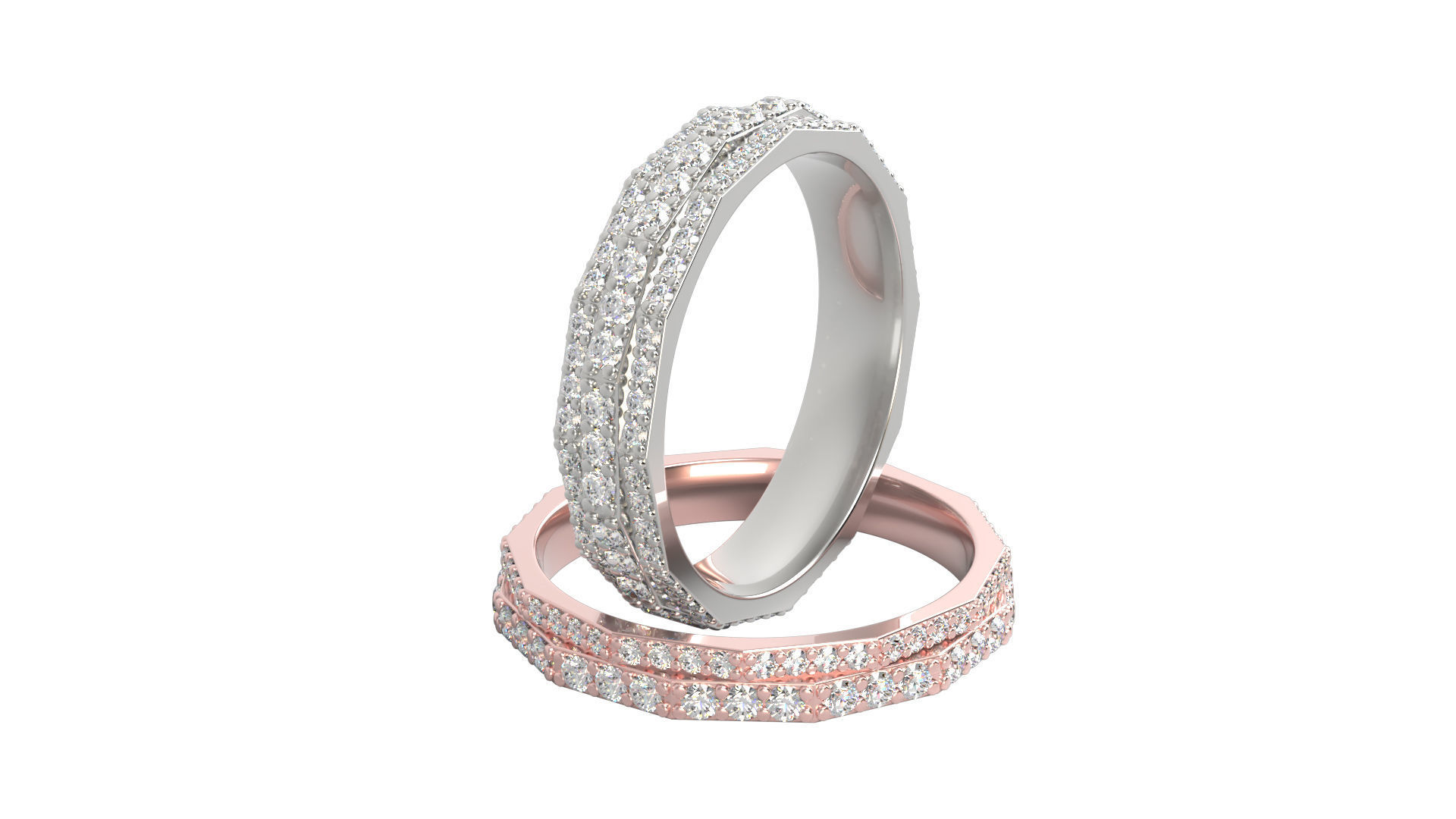 Ring N 10 Size 7 Gems and Solid Two versions 3D print model_4