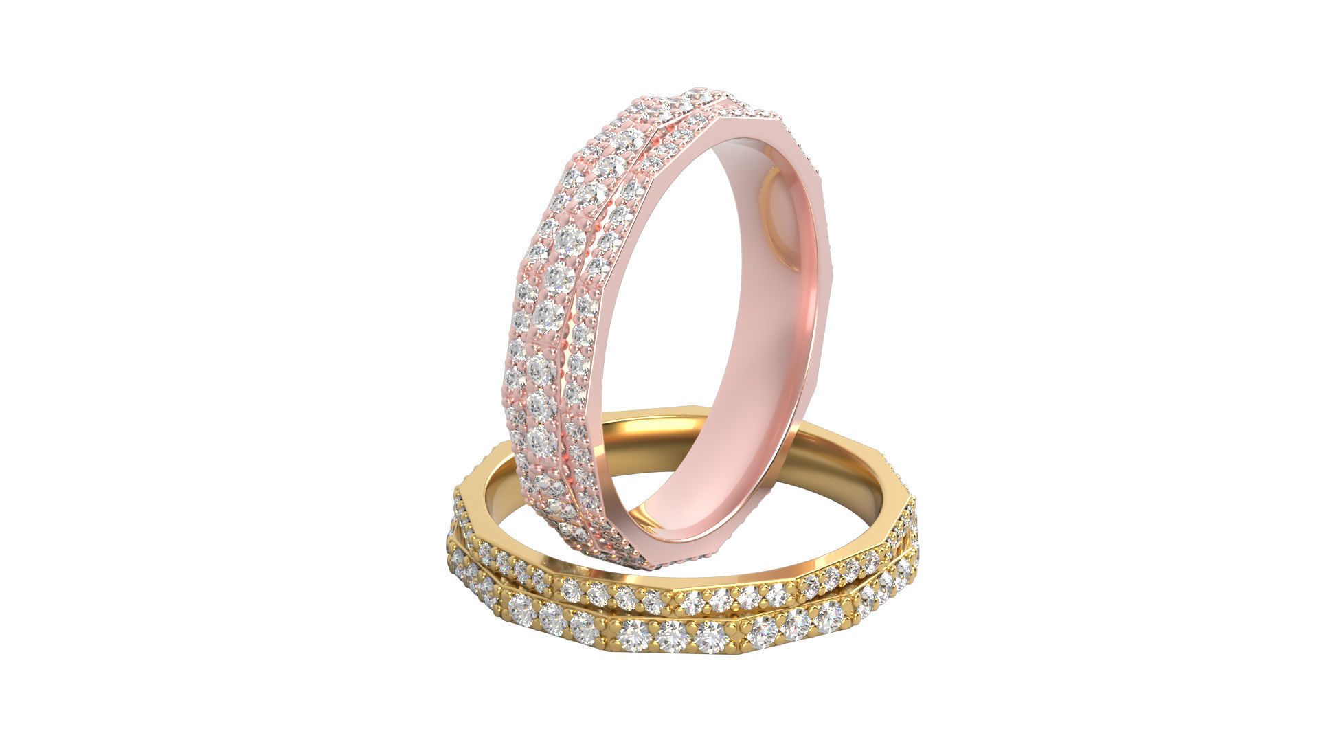 Ring N 10 Size 7 Gems and Solid Two versions 3D print model_5