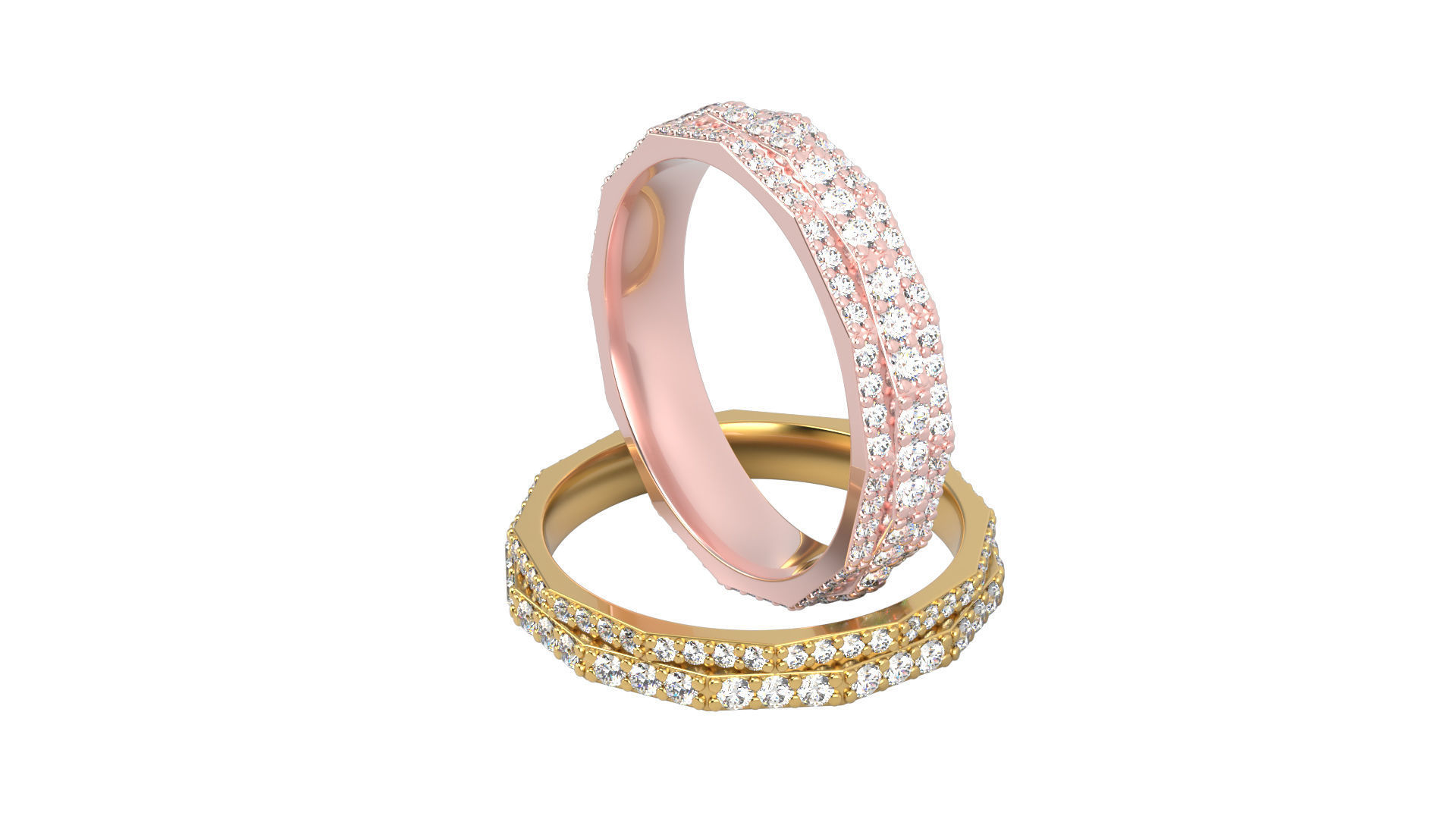 Ring N 10 Size 7 Gems and Solid Two versions 3D print model_15