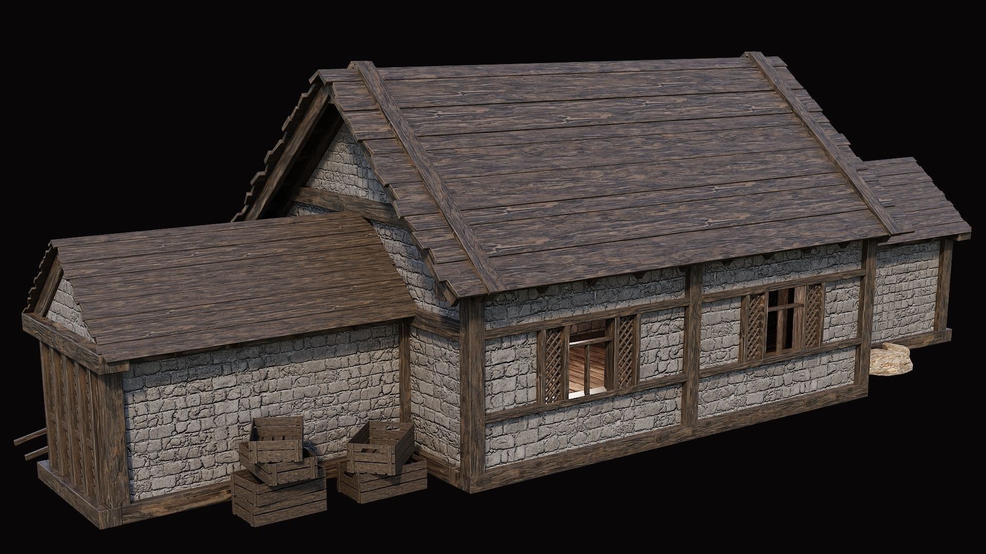 Medieval Village Pack 4 - 4 Assets - 4K Textures Game Ready Low-poly 3D model_17