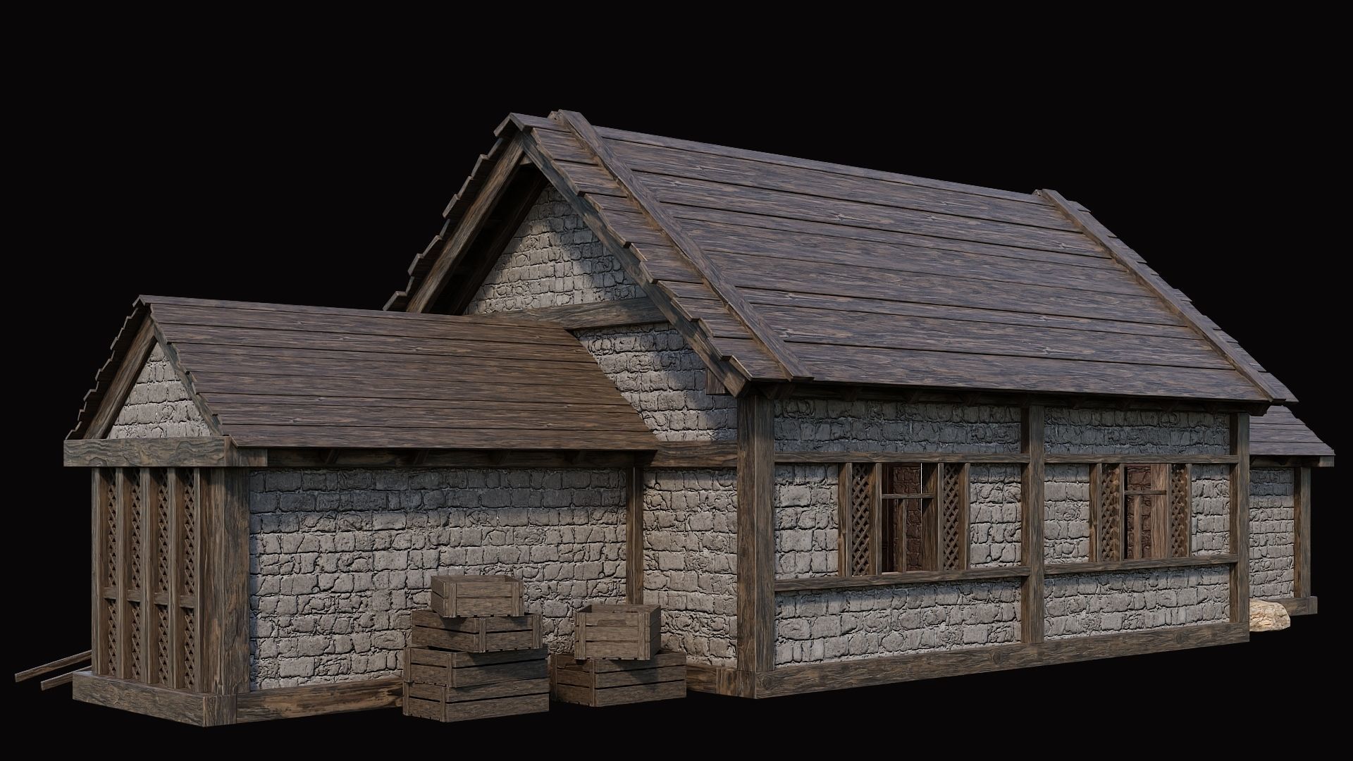 Medieval Village Pack 4 - 4 Assets - 4K Textures Game Ready Low-poly 3D model_15