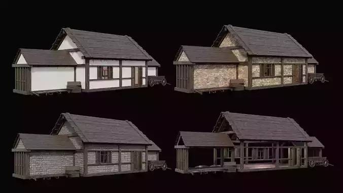 Medieval Village Pack 4 - 4 Assets - 4K Textures Game Ready