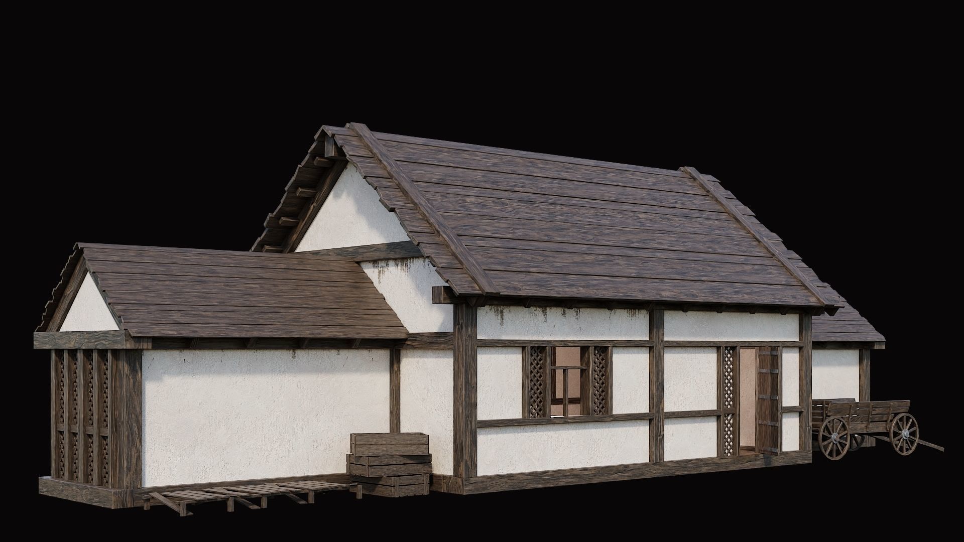 Medieval Village Pack 4 - 4 Assets - 4K Textures Game Ready Low-poly 3D model_2