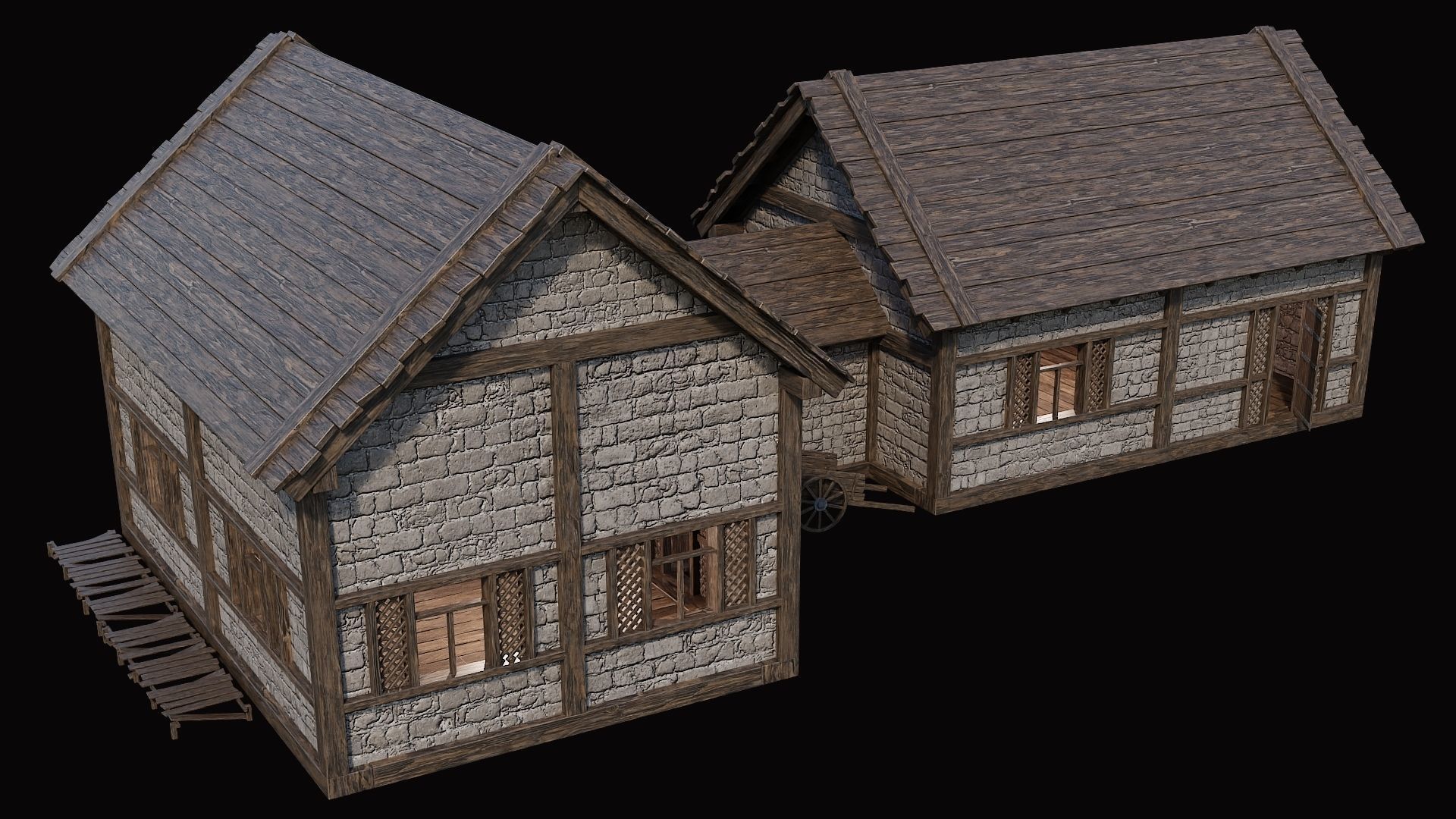 Medieval Village Pack 5 - 4 Assets - 4K Textures Game Ready Low-poly 3D model_16