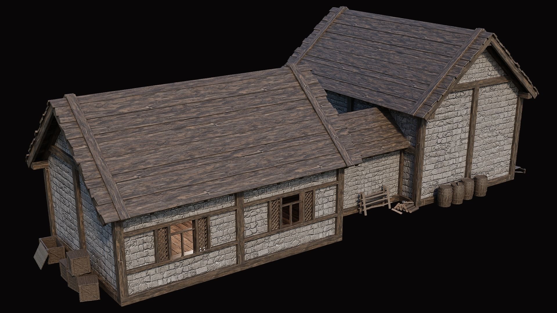 Medieval Village Pack 5 - 4 Assets - 4K Textures Game Ready Low-poly 3D model_17