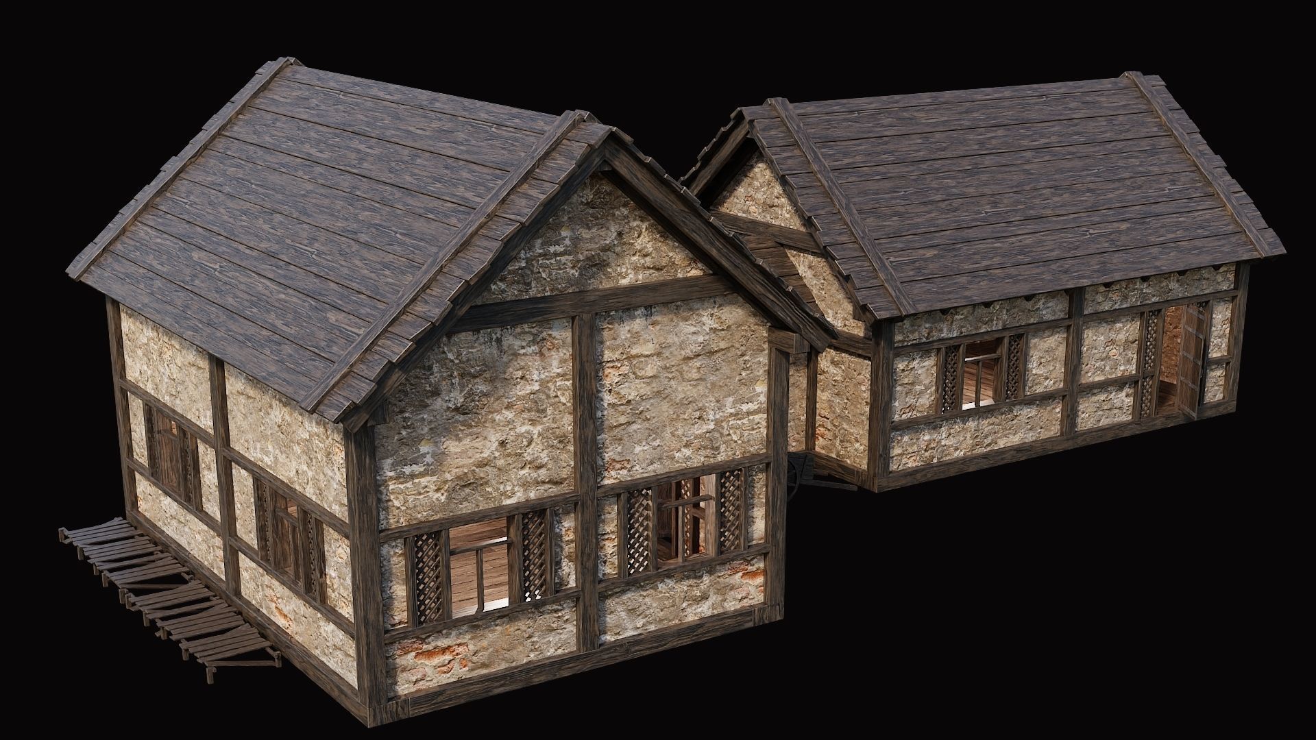 Medieval Village Pack 5 - 4 Assets - 4K Textures Game Ready Low-poly 3D model_12