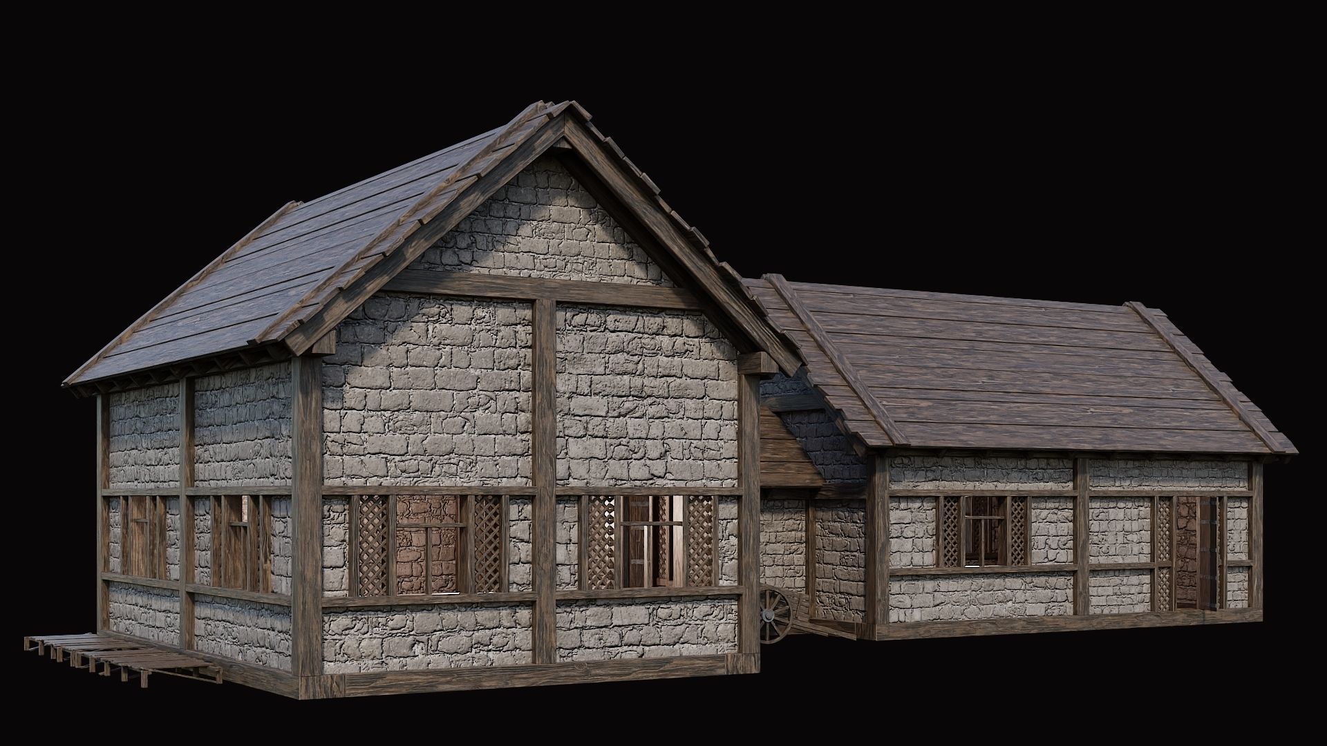 Medieval Village Pack 5 - 4 Assets - 4K Textures Game Ready Low-poly 3D model_14