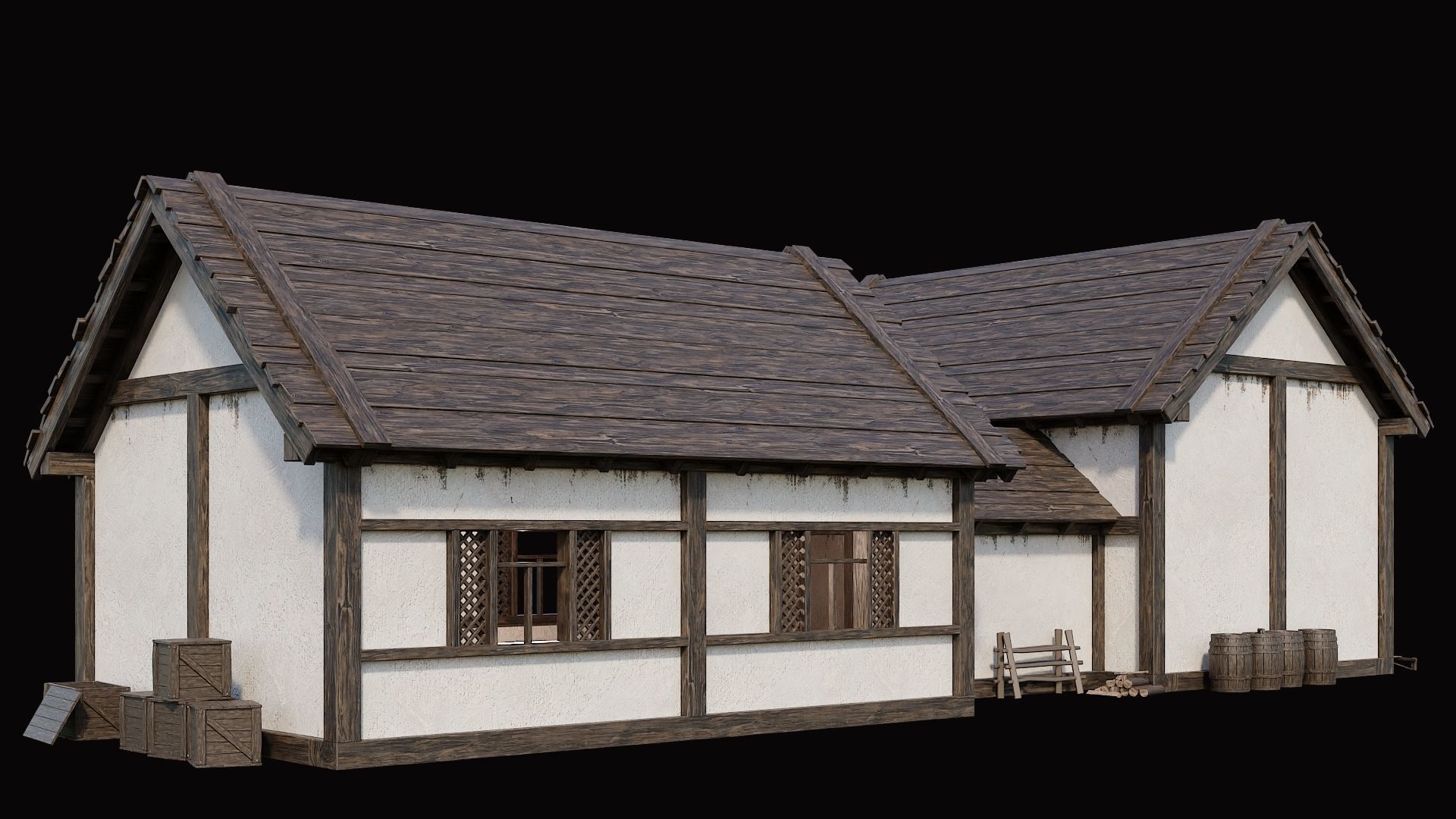 Medieval Village Pack 5 - 4 Assets - 4K Textures Game Ready Low-poly 3D model_4