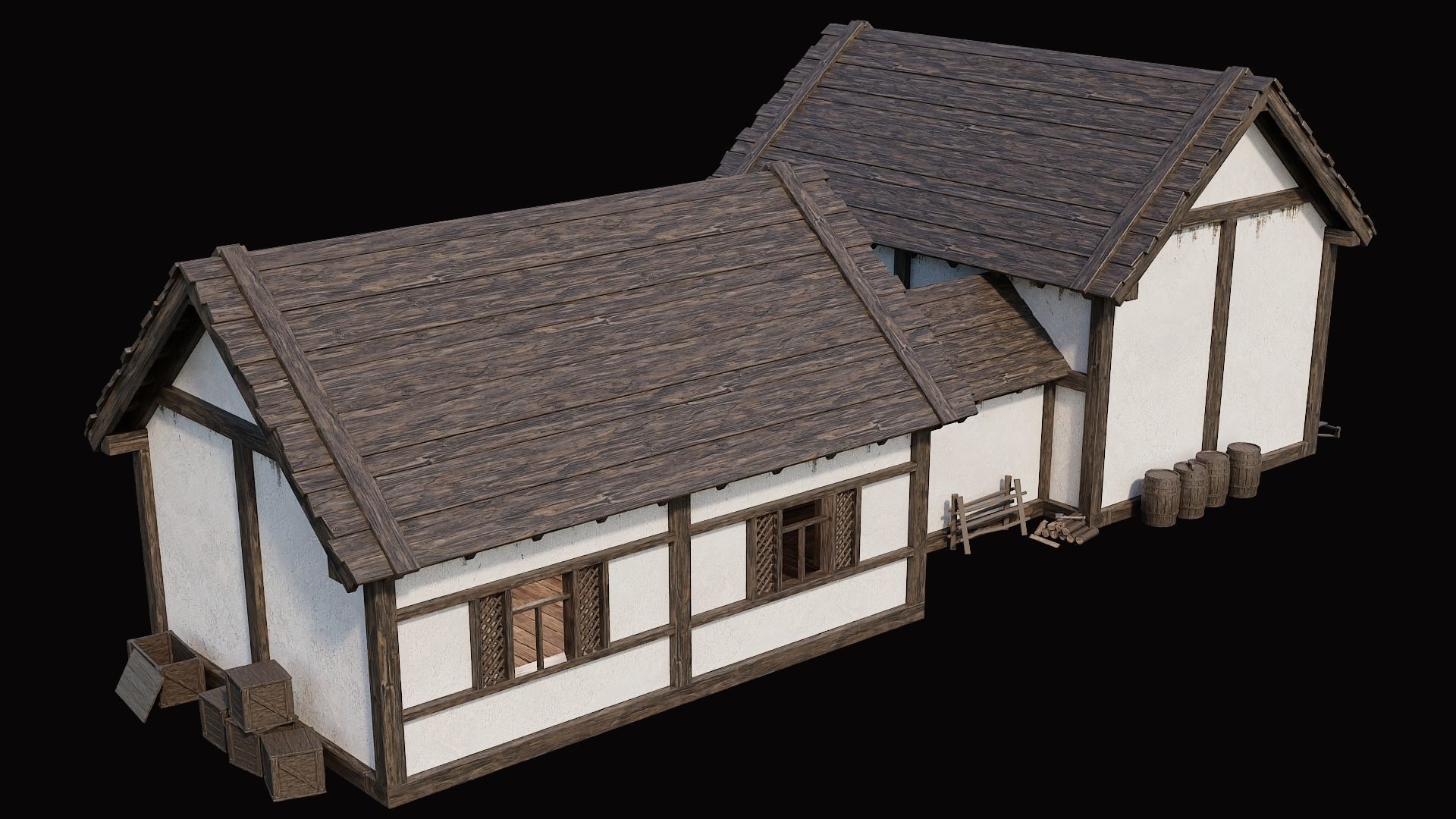 Medieval Village Pack 5 - 4 Assets - 4K Textures Game Ready Low-poly 3D model_8