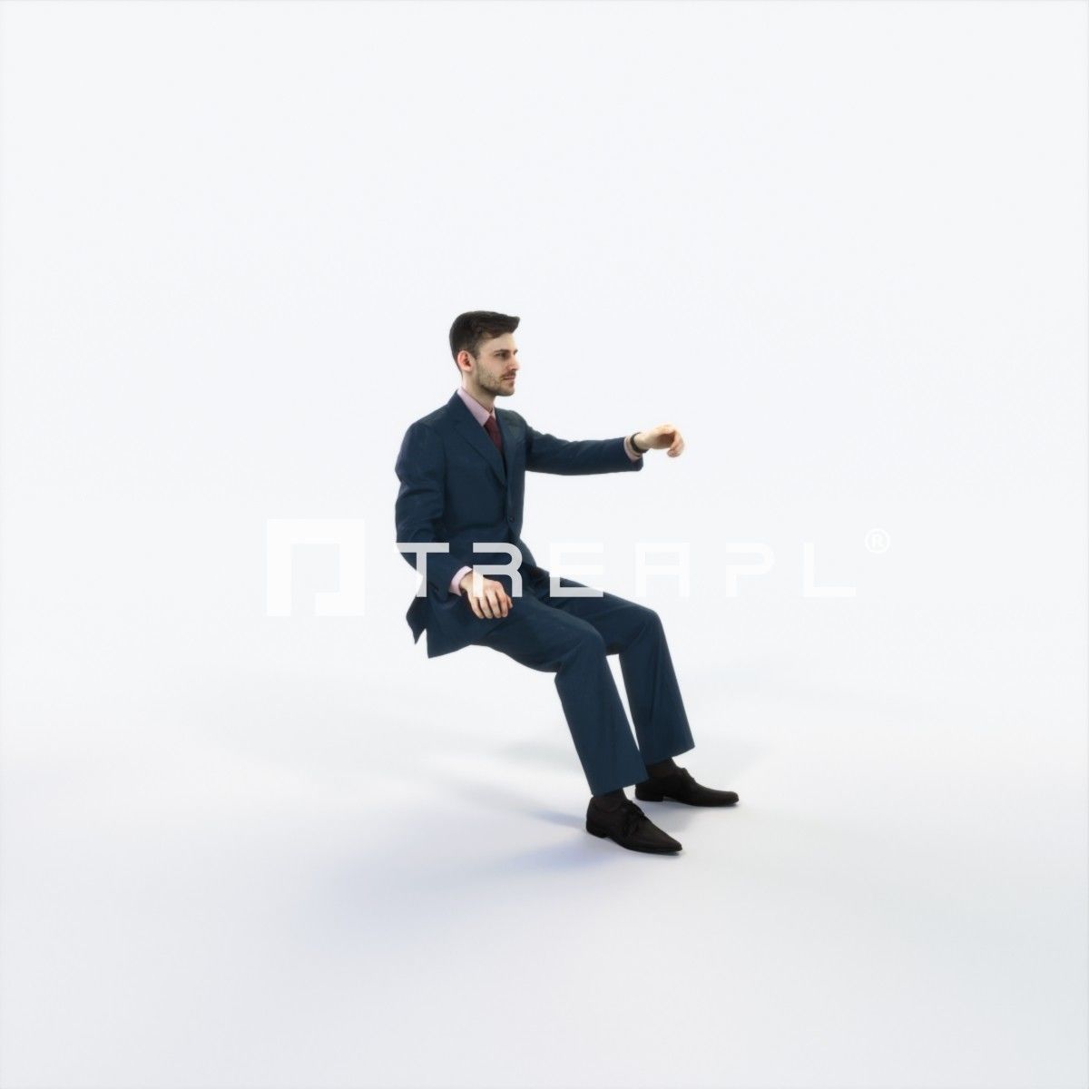 Posture 20J Driver Driving Sitting Elegant Business Man Low-poly 3D model_2