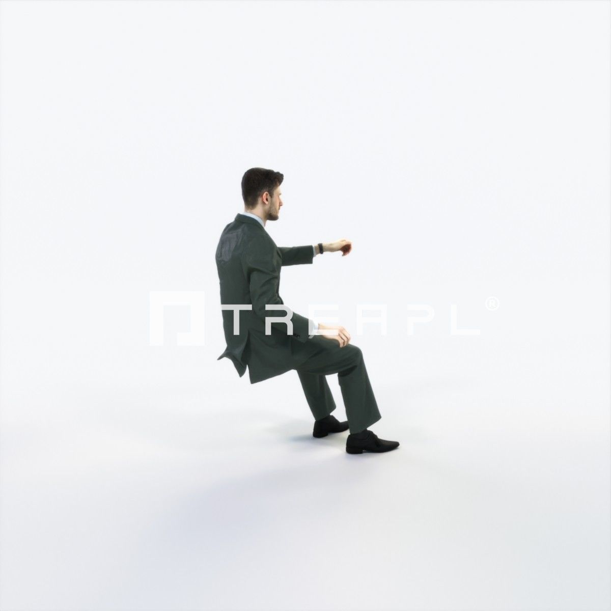 Posture 20H Driver Driving Sitting Elegant Business Man Low-poly 3D model_3