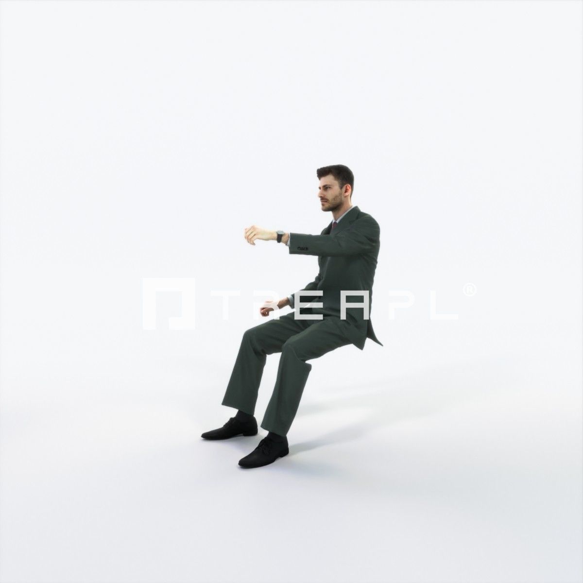 Posture 20H Driver Driving Sitting Elegant Business Man Low-poly 3D model_6