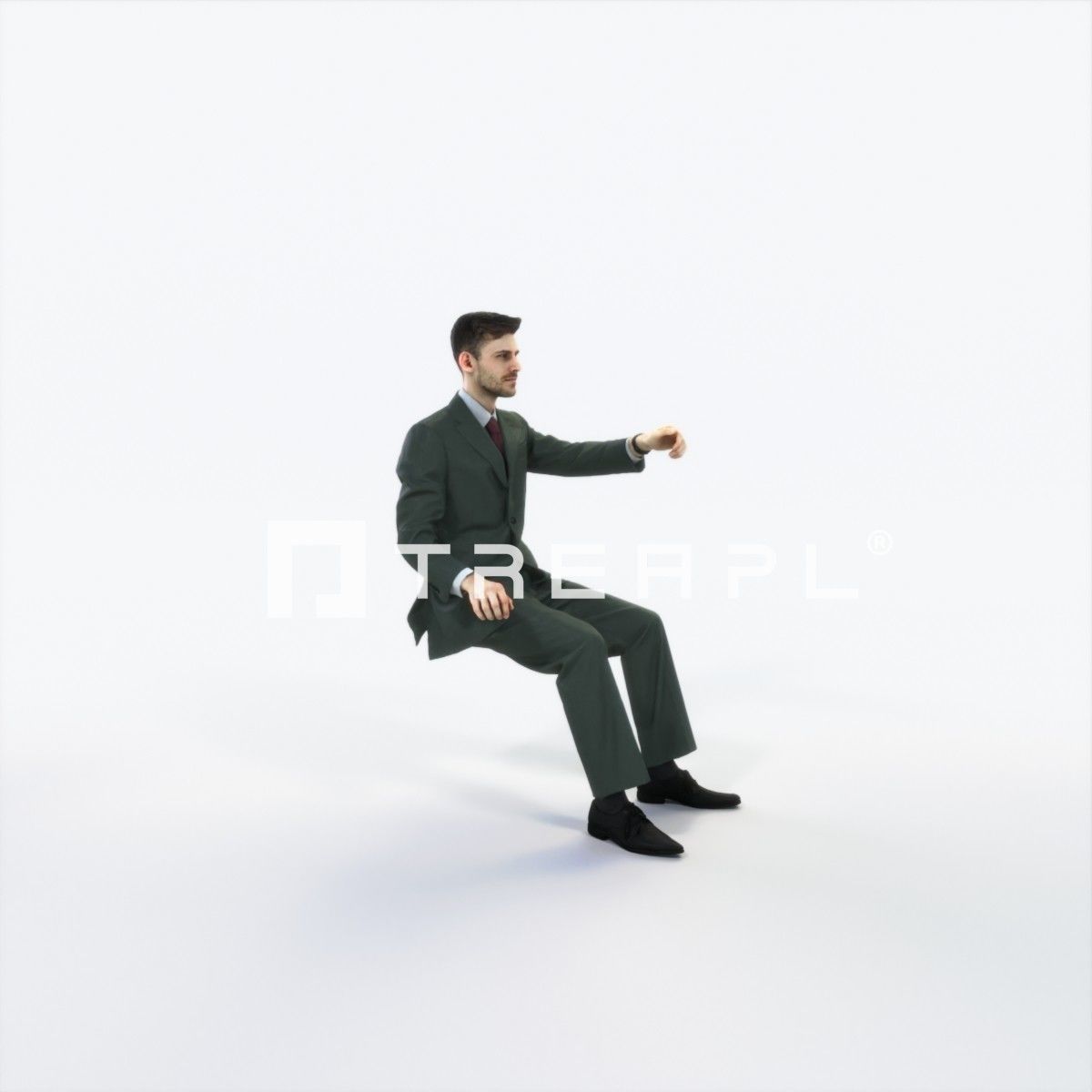 Posture 20H Driver Driving Sitting Elegant Business Man Low-poly 3D model_2