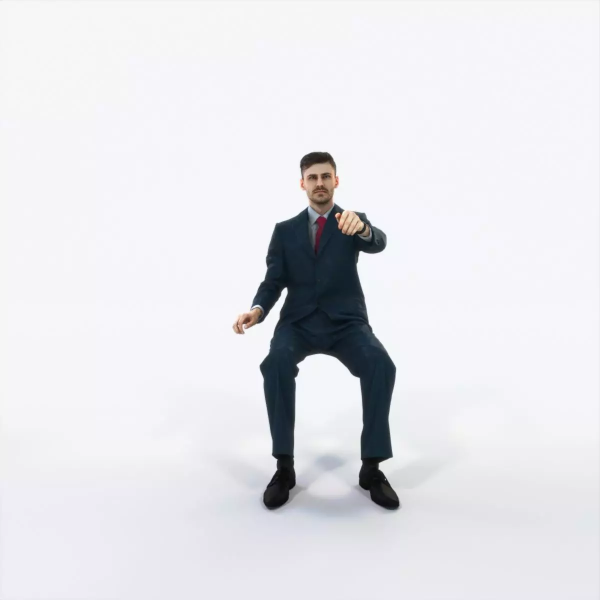 Posture 20G Driver Driving Sitting Elegant Business Man Low-poly 3D model_0