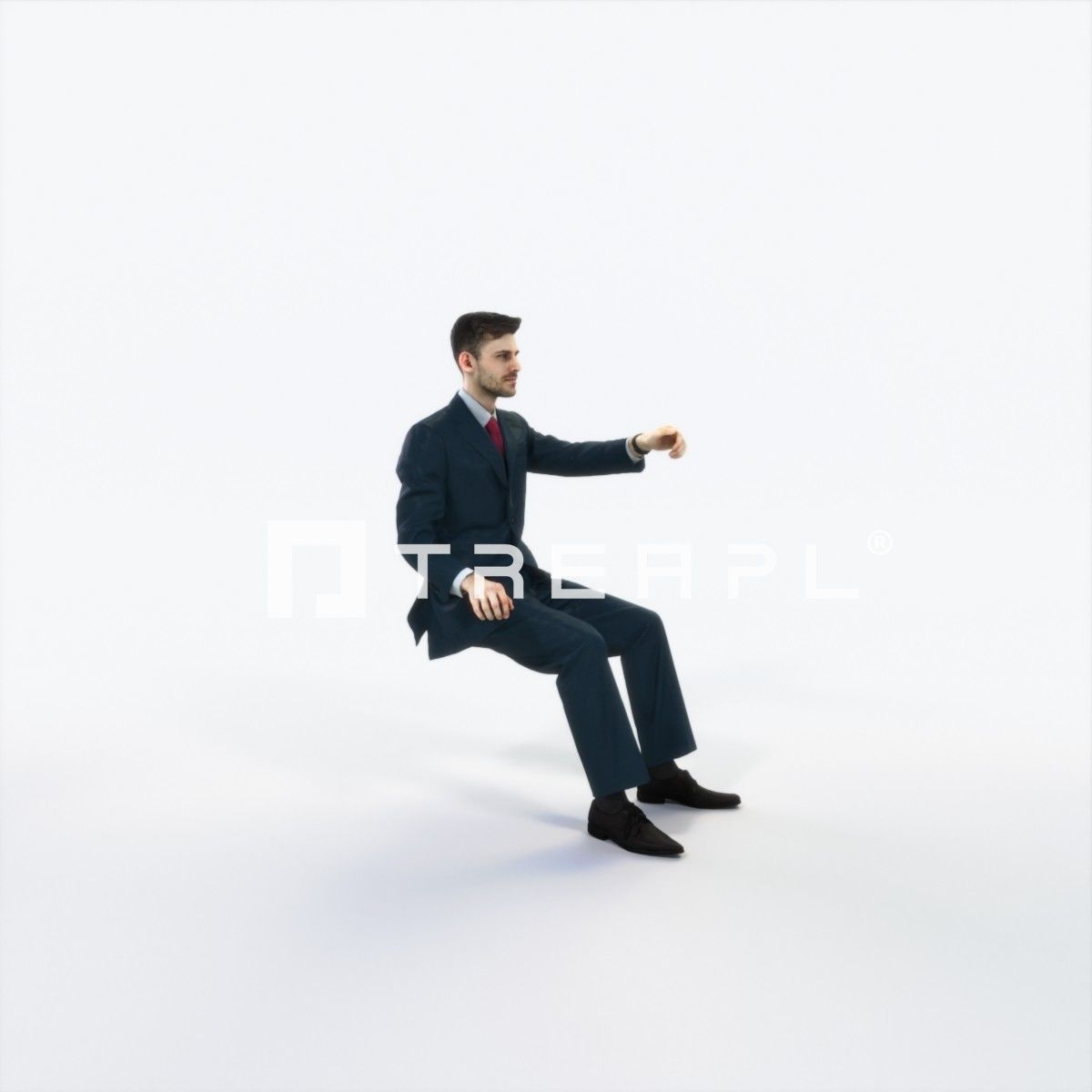 Posture 20G Driver Driving Sitting Elegant Business Man Low-poly 3D model_2